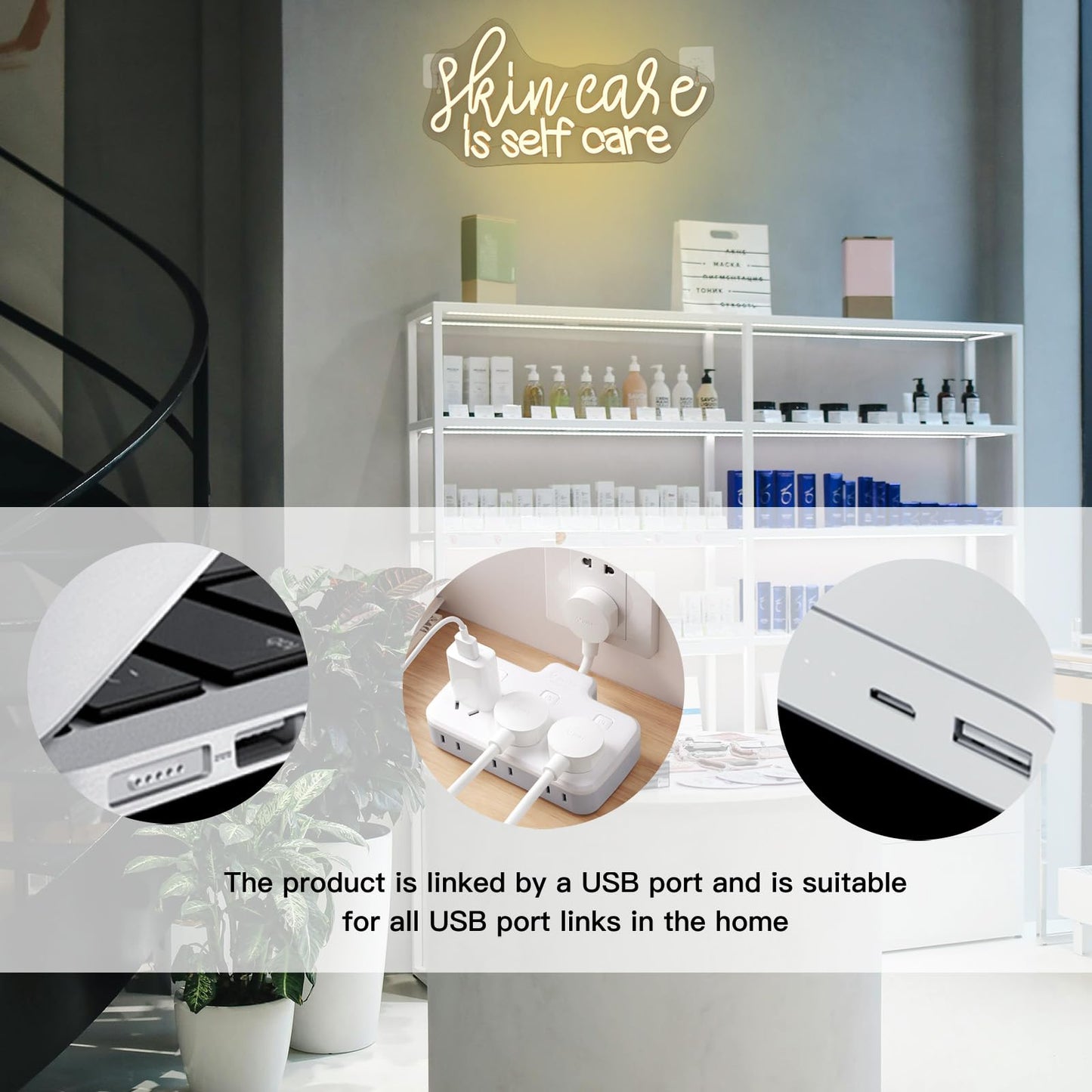 Gray WLHOPE Skin Care is Self Care Neon Signs for Wall Decor LED Lights Decorations for Beauty Salon Facial Spa Bathroom, Get Your Business Seen Day or Night