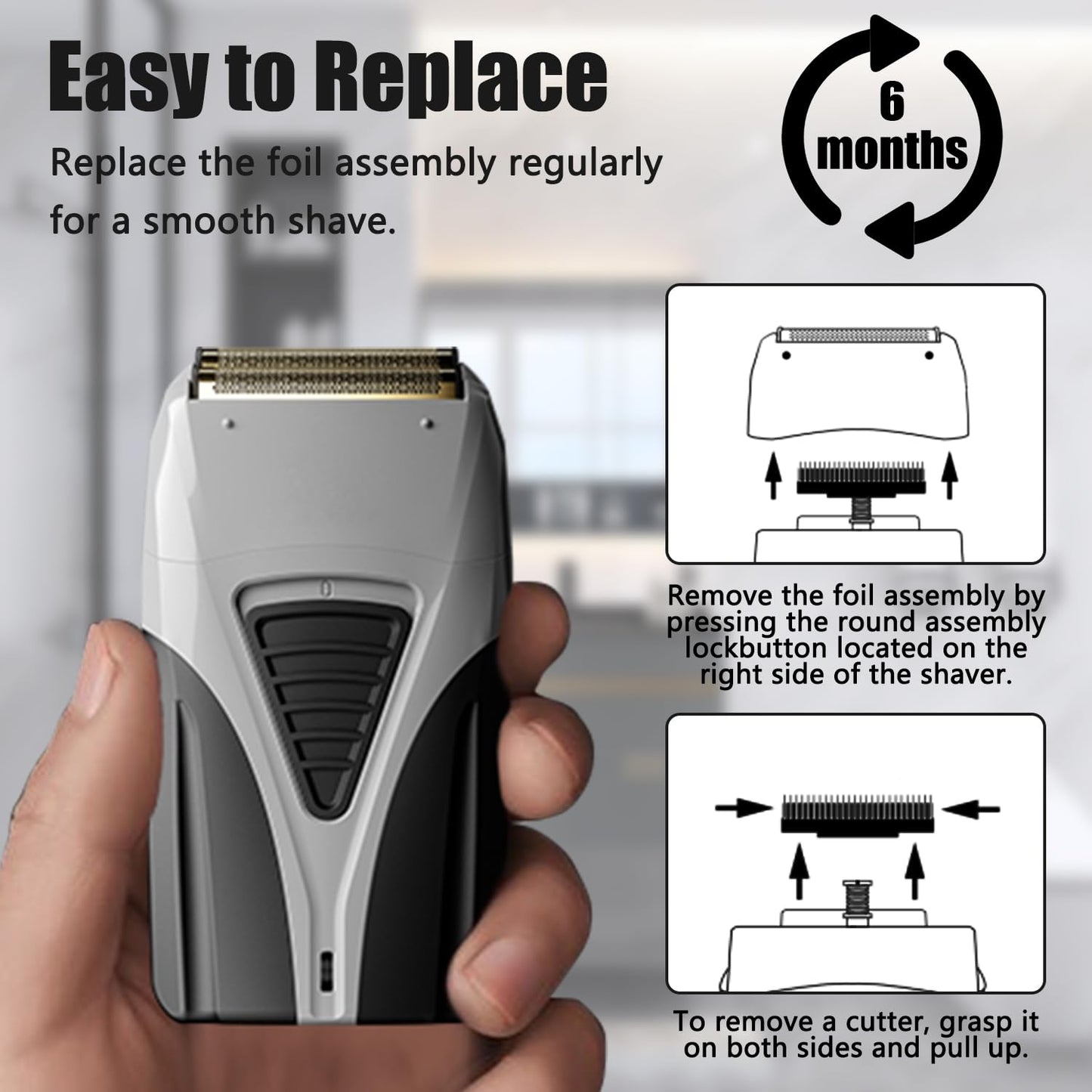 White Smoke Replacement Foil Compatible with andis Foil Shaver TS-1 TS-2 17235 17150 17200, Replacement Head & Blades Compatible with andis TS-1 17235 TS-2 Pro Foil Lithium Titanium Foil Shaver, Gray - 2 Pack
