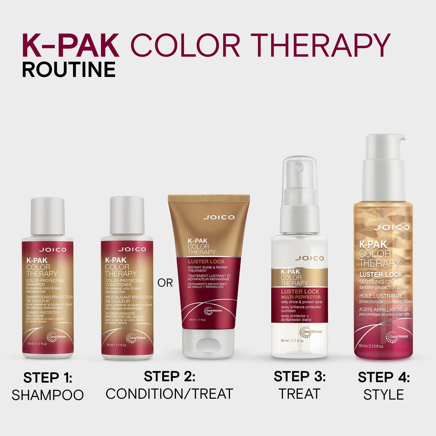 Lavender K-PAK Color Therapy Luster Lock Multi-Perfector Daily Shine & Protect Spray | For Color-Treated Hair | Instantly Detangle | Control Frizz | Boost Shine | With African Maketti & Argan Oil | 1.7 Fl Oz