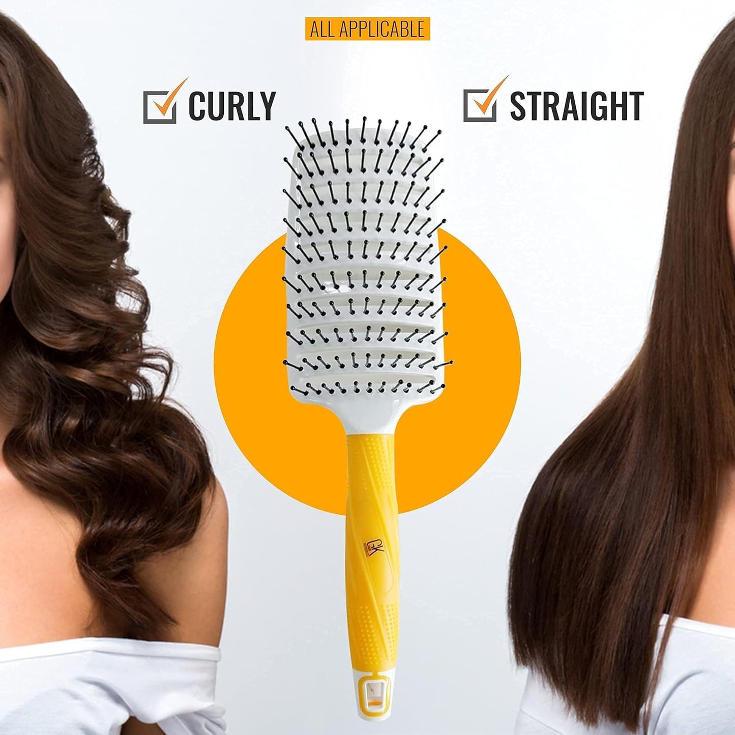 White Smoke GK HAIR Global Keratin Professional Curved Vented Brush 2.5 Inch for Blow Drying Styling Detangling Vent Brush with Pin Bristles & Non Slip Grip for Long Curly Tangled Straight & Thick Hair - Unisex