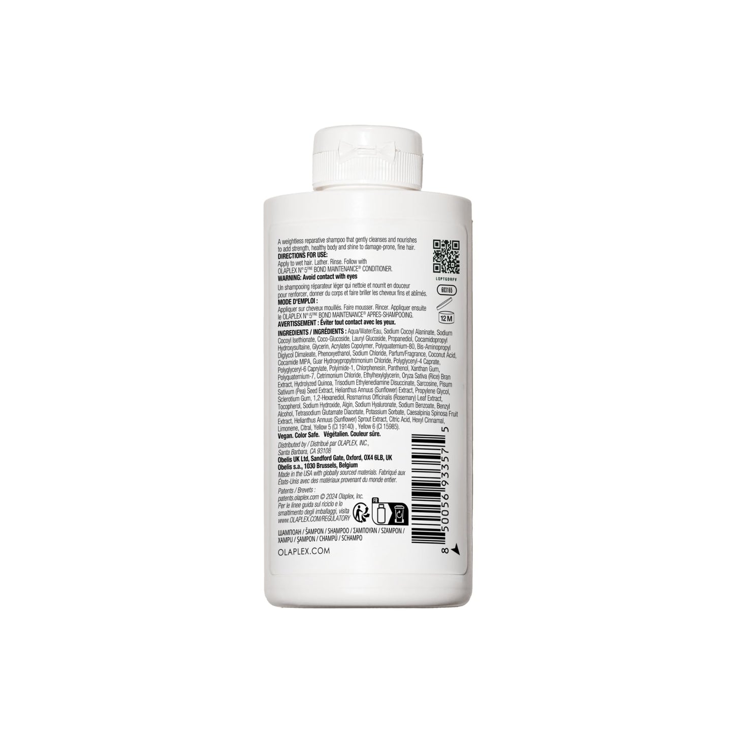 Gray Olaplex Nº. 4 FINE Bond Maintenance Shampoo: Volumize & Strengthen | Gently Cleanse & Non Stripping | For Coily, Curly, Straight, and Wavy, 250 mL / 8.5 Fl Oz