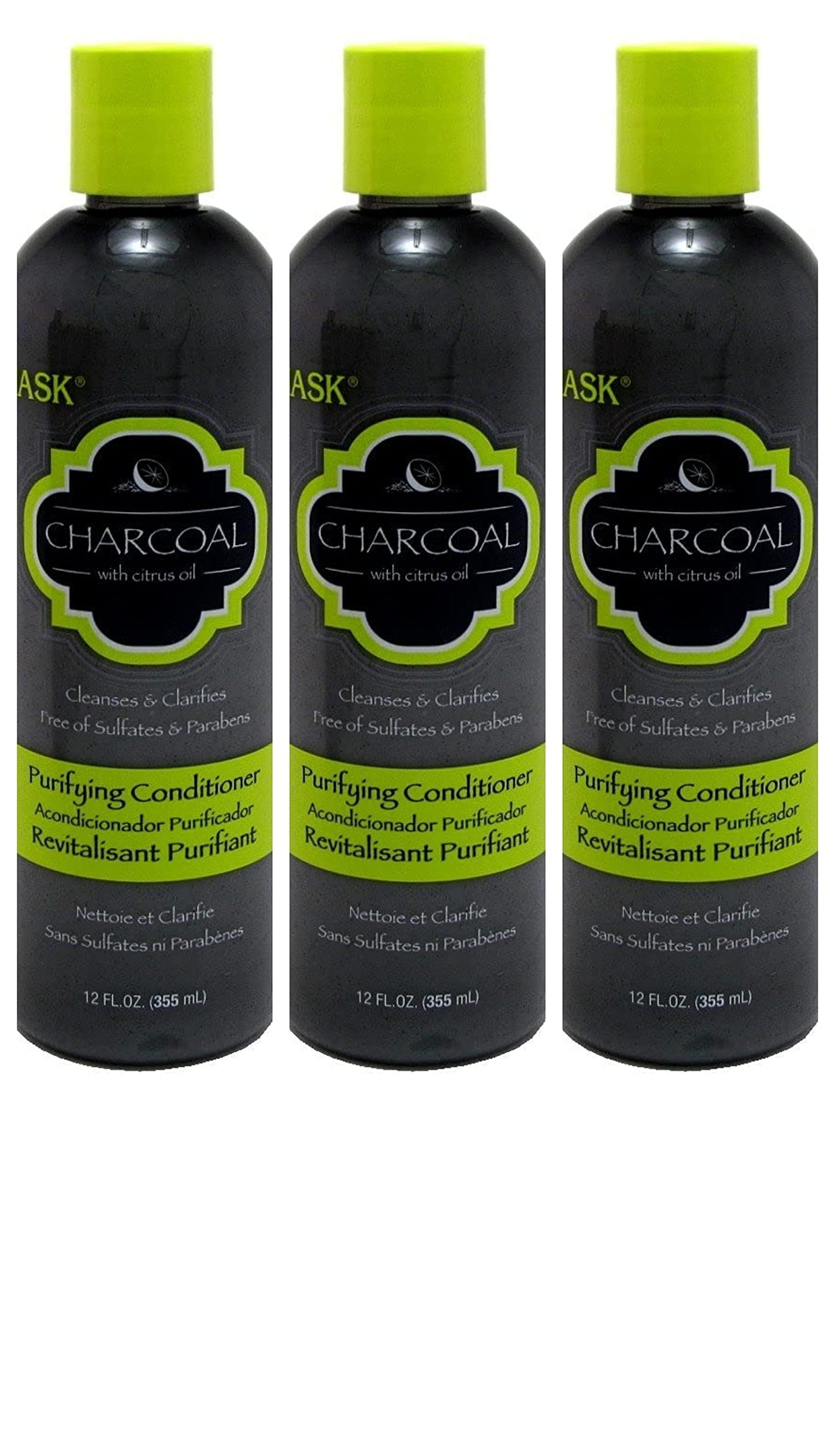 Dark Slate Gray Hask Conditioner Charcoal Purifying 12 Ounce (354ml) (3 Pack)
