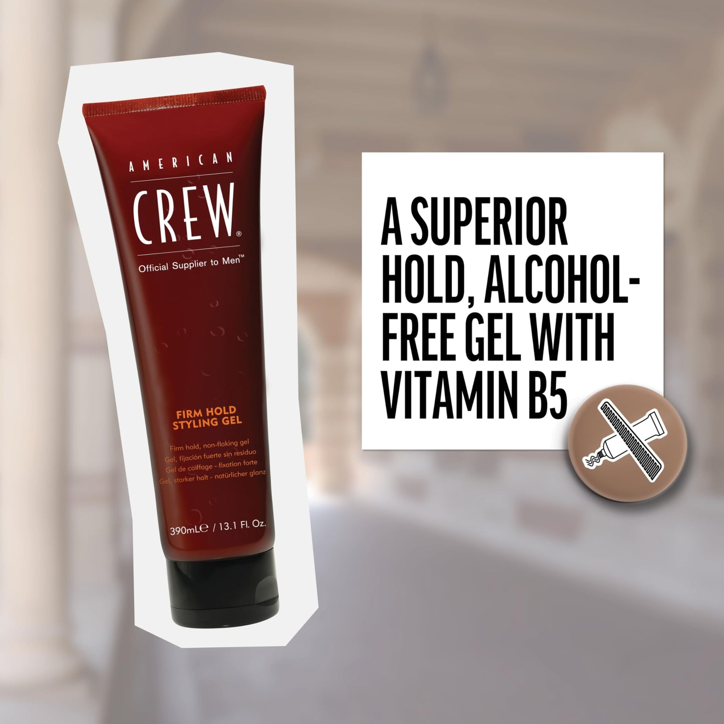 White Smoke American Crew Men's Hair Styling Gel, Firm Hold, Non-Flaking, 33.8 Fl Oz, 33.8 fl oz