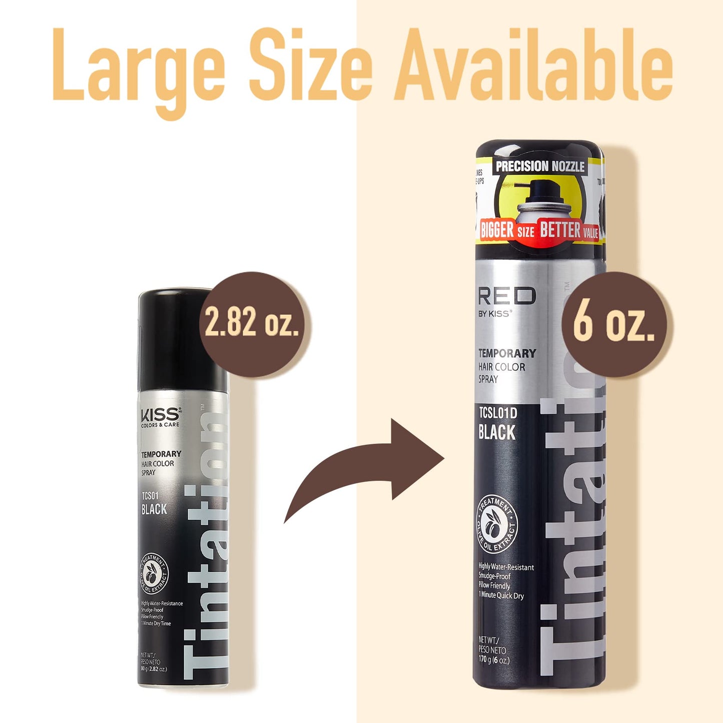 White Smoke Kiss Gray Hair Concealer - Temporary Tintation Color Spray for Root Touch Up and Hair Dye 2.82 oz. 2 PACK (Black)