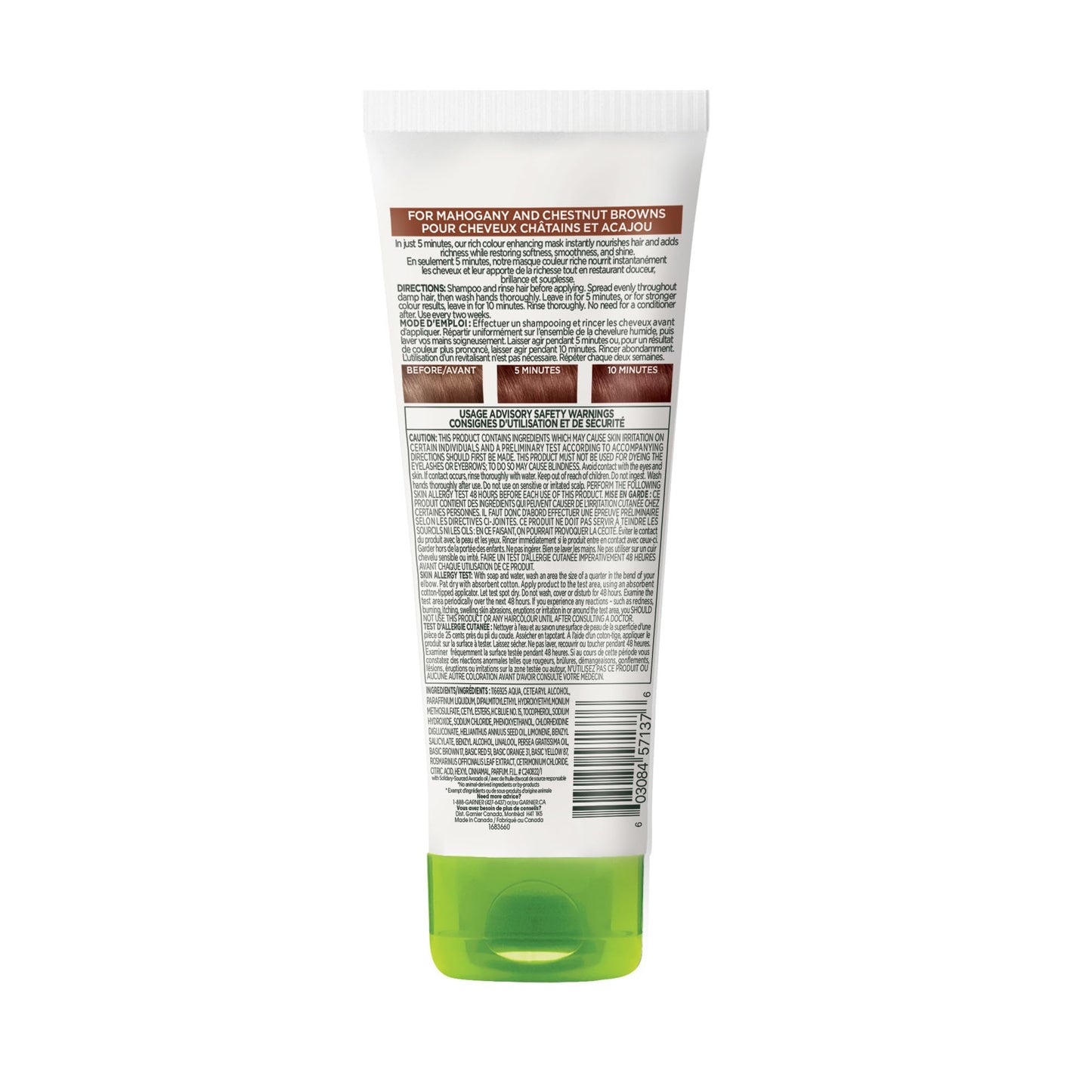 White Smoke Garnier Nutrisse 5 Minute Nourishing Color Hair Mask with Triple Oils Delivers Day 1 Color Results, for Color Treated Hair, Warm Brown, 4.2 fl. oz.