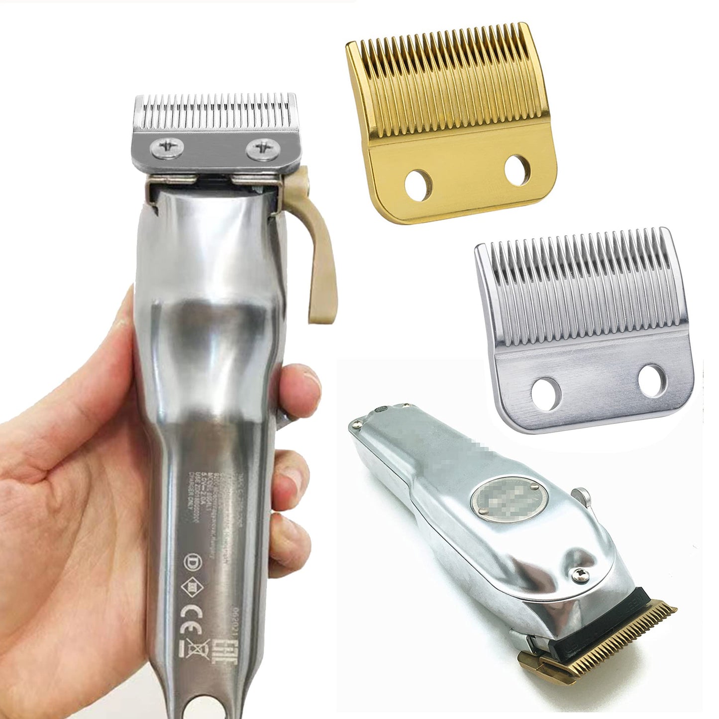 White Smoke Fit for Wahl Clippers Replacement Blade, Professional Precision 2 Hole Adjustable Hair Trimmer Parts Gold Silver Blades Compatible with Wahl 5 Star Series, Super Taper, Magic Clip Clipper, 2pack
