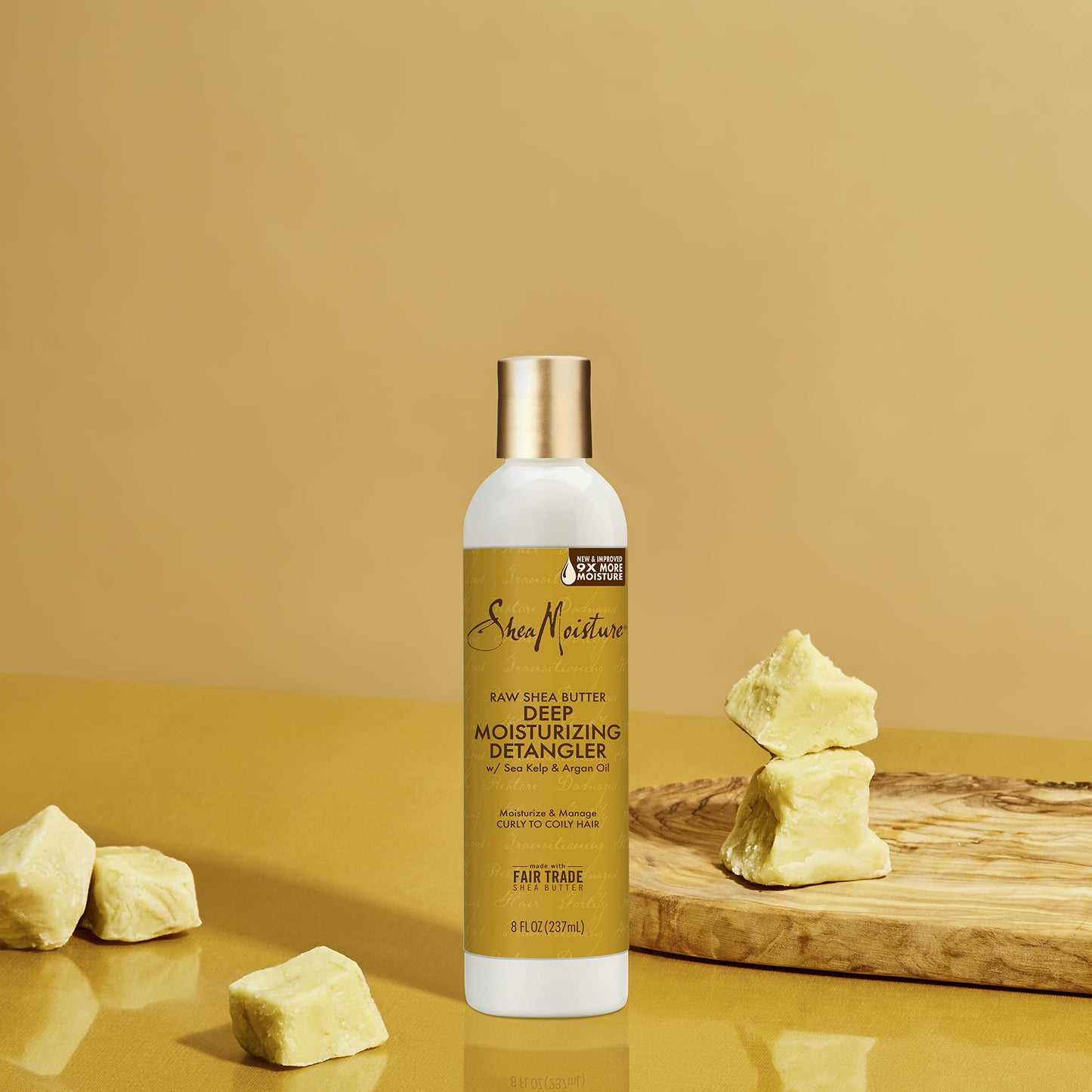 Dark Khaki SheaMoisture Raw Shea Butter Deep Moisturizing Detangler for Dry, Damaged Hair, Hair Styling Product Formulated with Sea Kelp and Argan Oil 8 oz