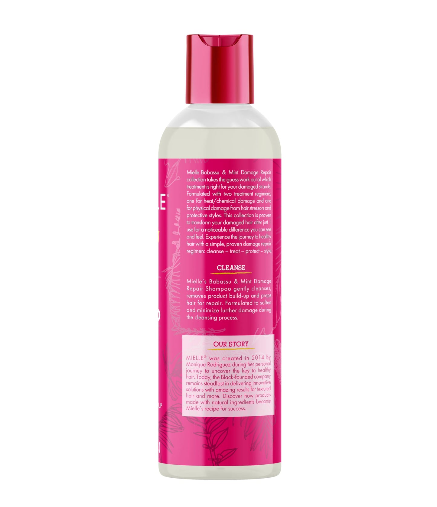 White Smoke Mielle Organics Babassu & Mint Damage Repair Hair Shampoo - Hydrating Shampoo & Scalp Build-Up Remover - Gently Cleanses & Preps for Repair (8 fl oz)