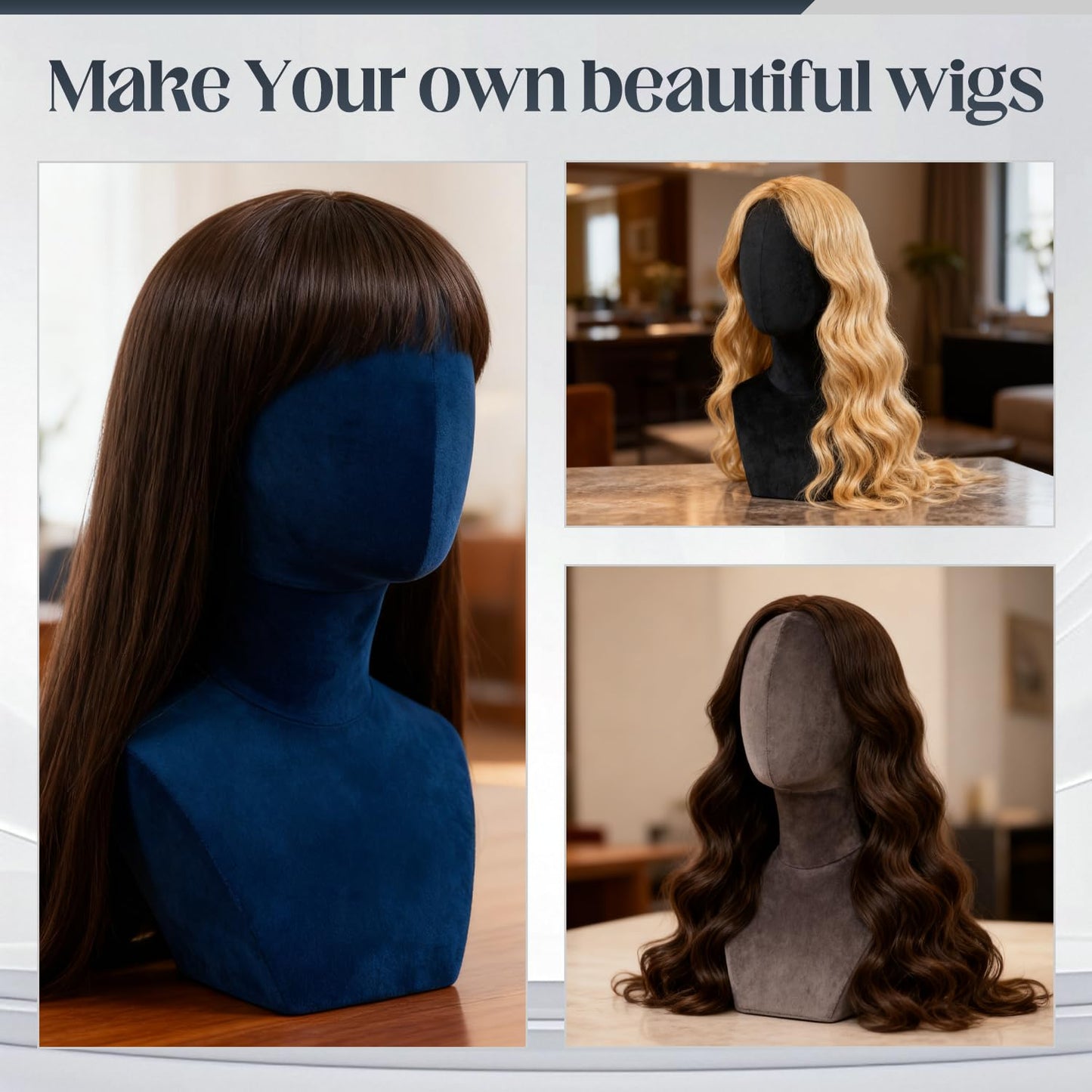 Black Nyxaphoralyn Mannequin Head with Shoulders – Display Model for Wigs, Hats, Jewelry, Sunglasses – Soft Velvet Stand Bust for Store & Home Display (Elegant Black)