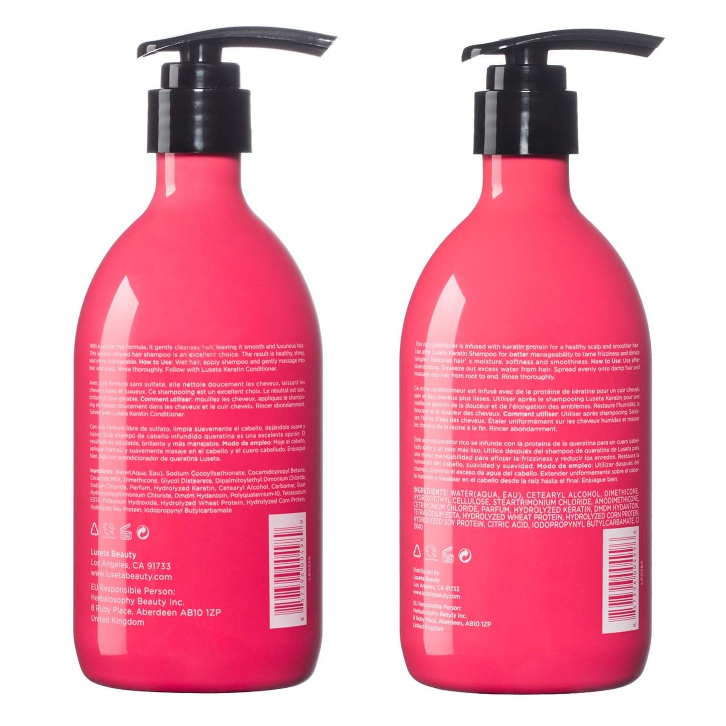 White Smoke Luseta Keratin Shampoo and Conditioner for Color Treated Damaged & Dry Hair, Keratin Hair Treatment for Smoothing, Nourishing & Strengthening, Color Safe, Free of Sulfates and Gluten 2 X 16.9Oz