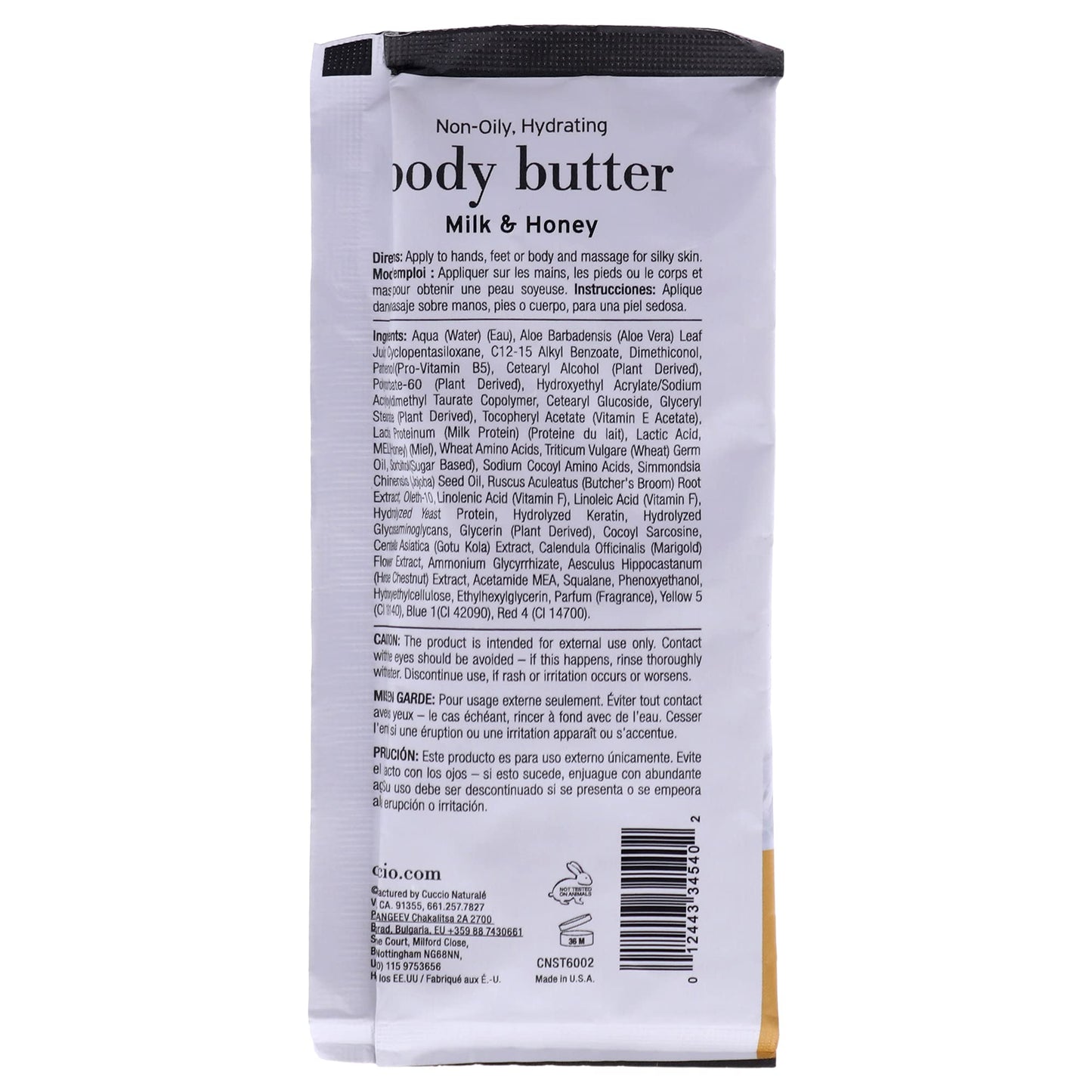 Dark Gray Cuccio Naturale Luxury Spa Non-Oily Hydrating Butter - Milk and Honey for Unisex - 0.7 oz Body Butter