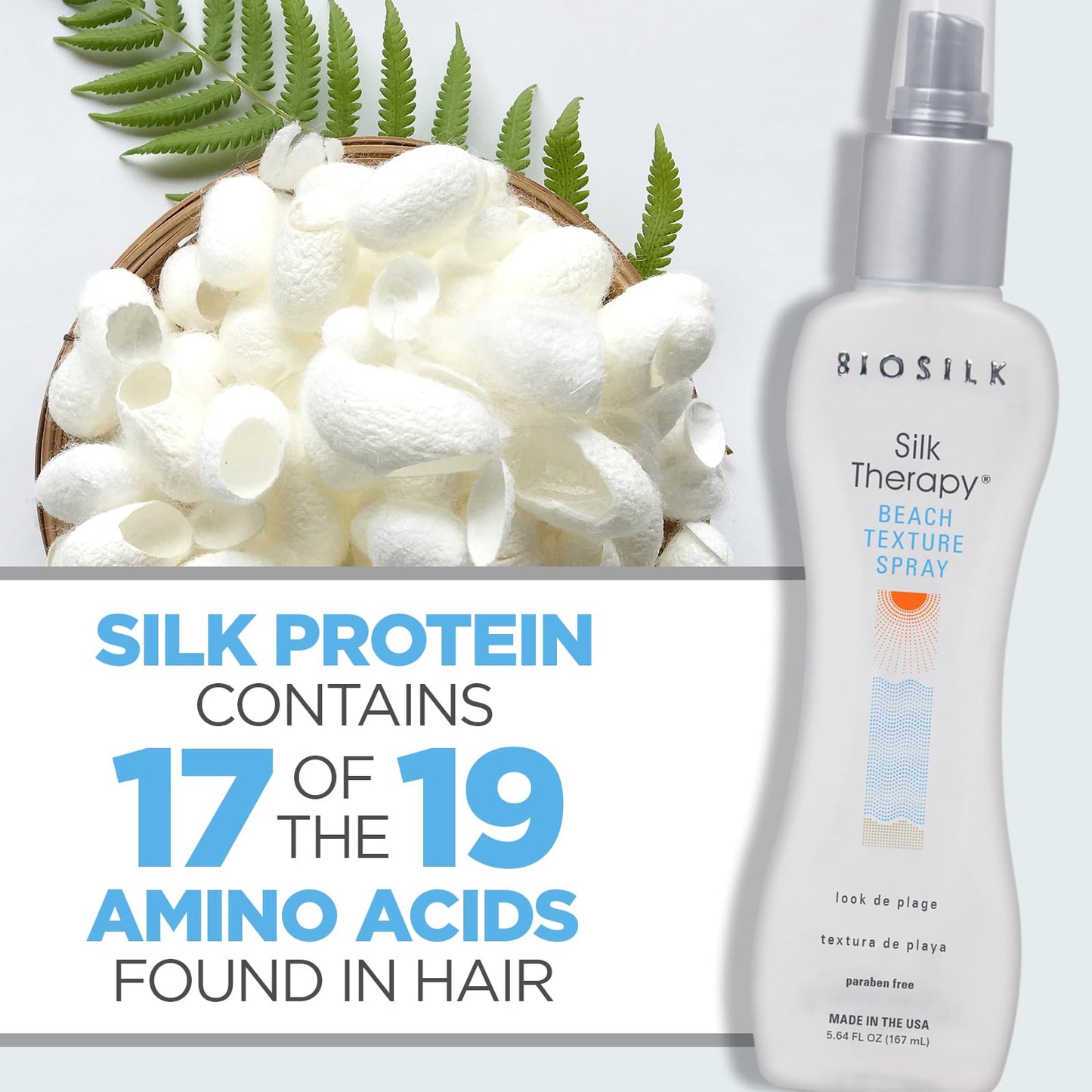White Smoke BioSilk Beach Texture, Styling Salt Spray for Natural Waves & Texture, Sulfate, Paraben, & Cruelty-Free, 5.64 oz