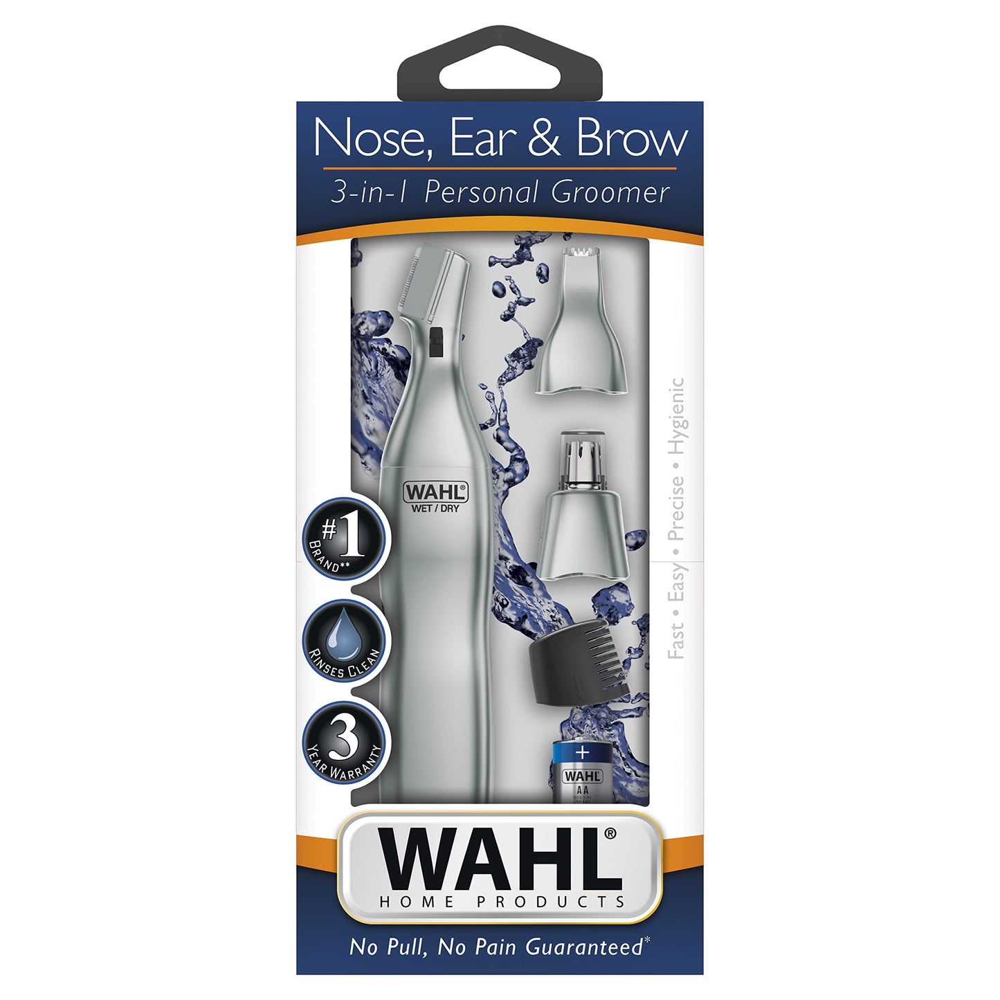 White Smoke Wahl Men’s Nose Hair Trimmer, for Eyebrows, Neckline, Nose & Ear Hair, Precision Detail Trimming with Interchangeable Heads, Battery Included - Model 5545-400