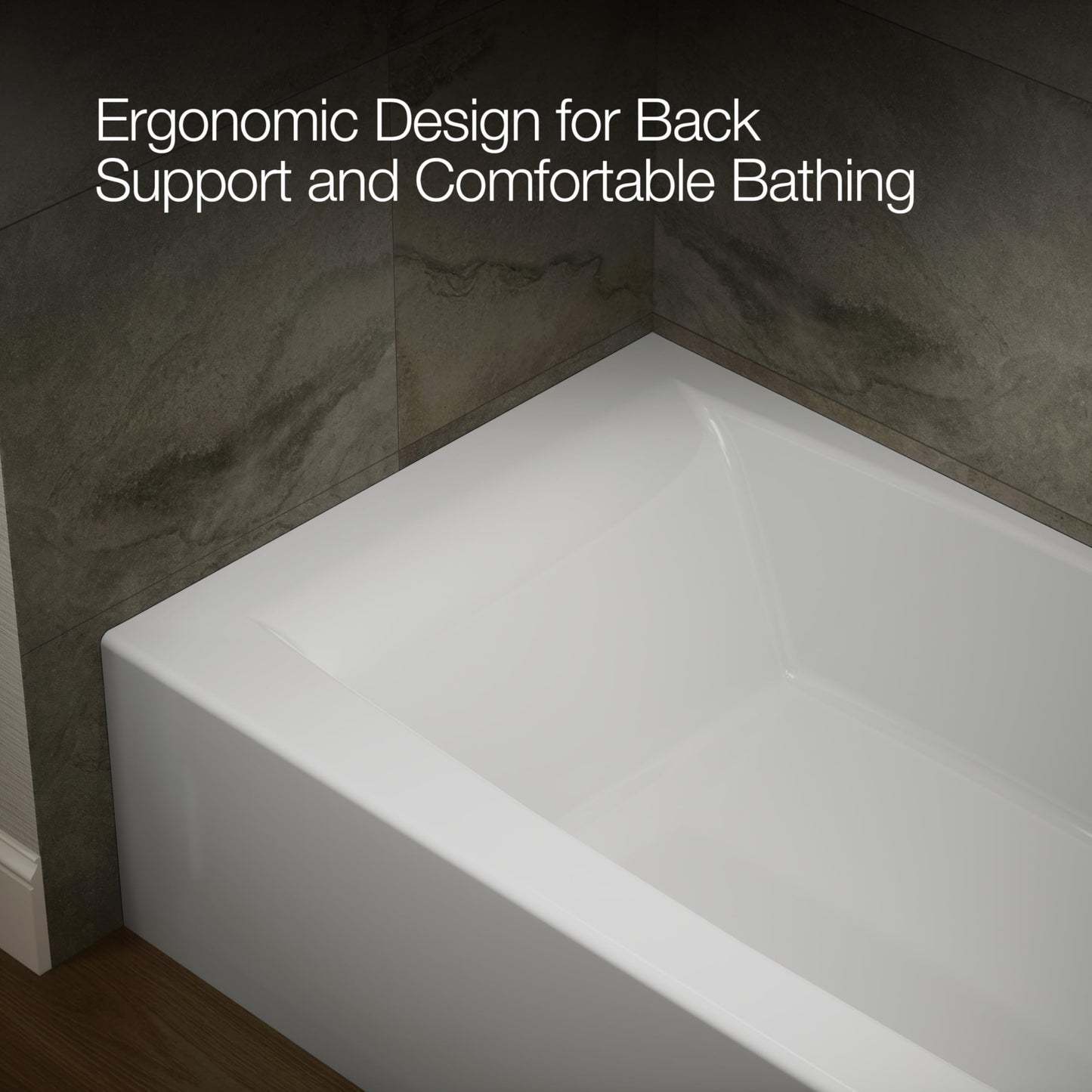 Gray Kohler 26108-RA-0 K-26108-RA-0 Entity 60" x 32" Alcove Bath, Right Drain, White