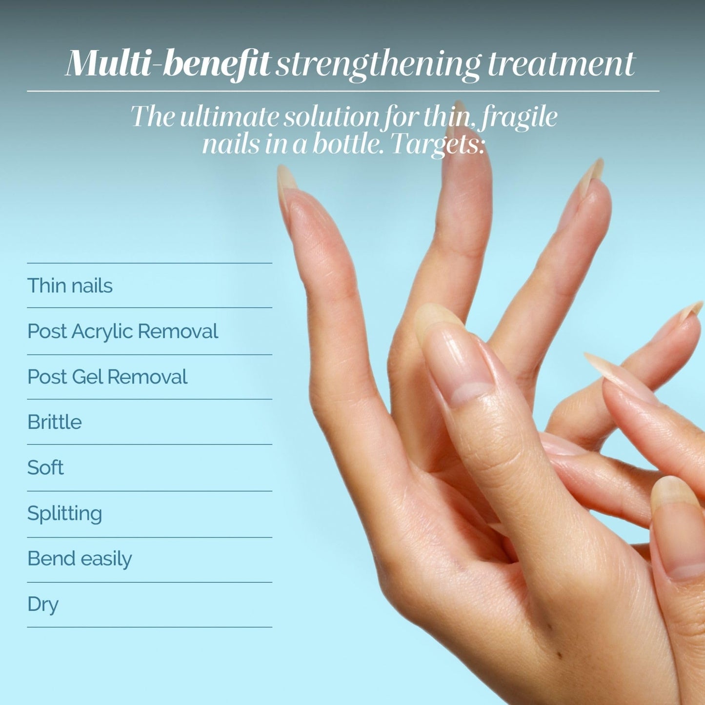 Pale Turquoise LONDONTOWN Get Strong Nail Hardener - Nail Strengthener Growth Treatment for Damaged Nails, Conditioning Nail Care for Long Healthy Nails, .40fl oz