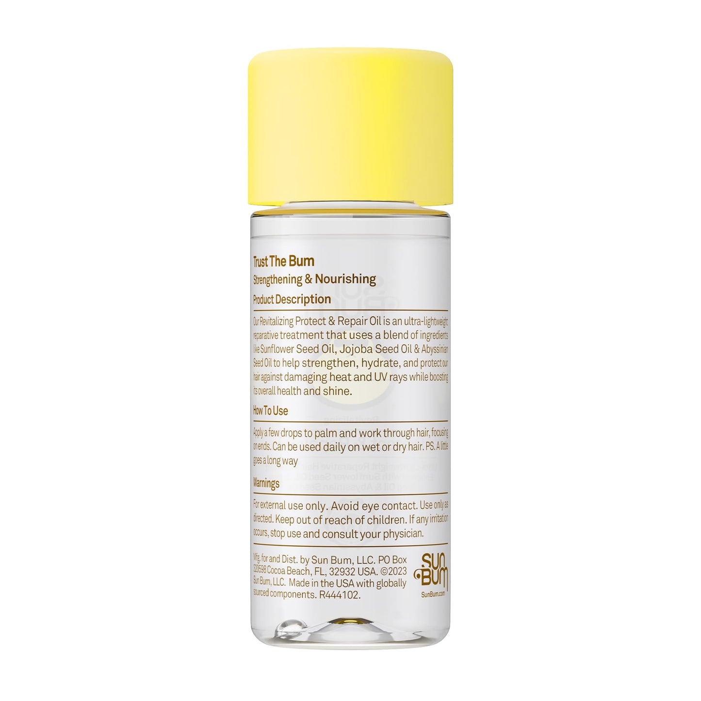 Light Gray Sun Bum Revitalizing Protect and Repair Hair Oil - Light-weight Hair Care Treatment - Strengthen and Hydrates - UV Protection against Heat Damage and Sun Rays - Enriched with Jojoba Oil - 1.7 oz