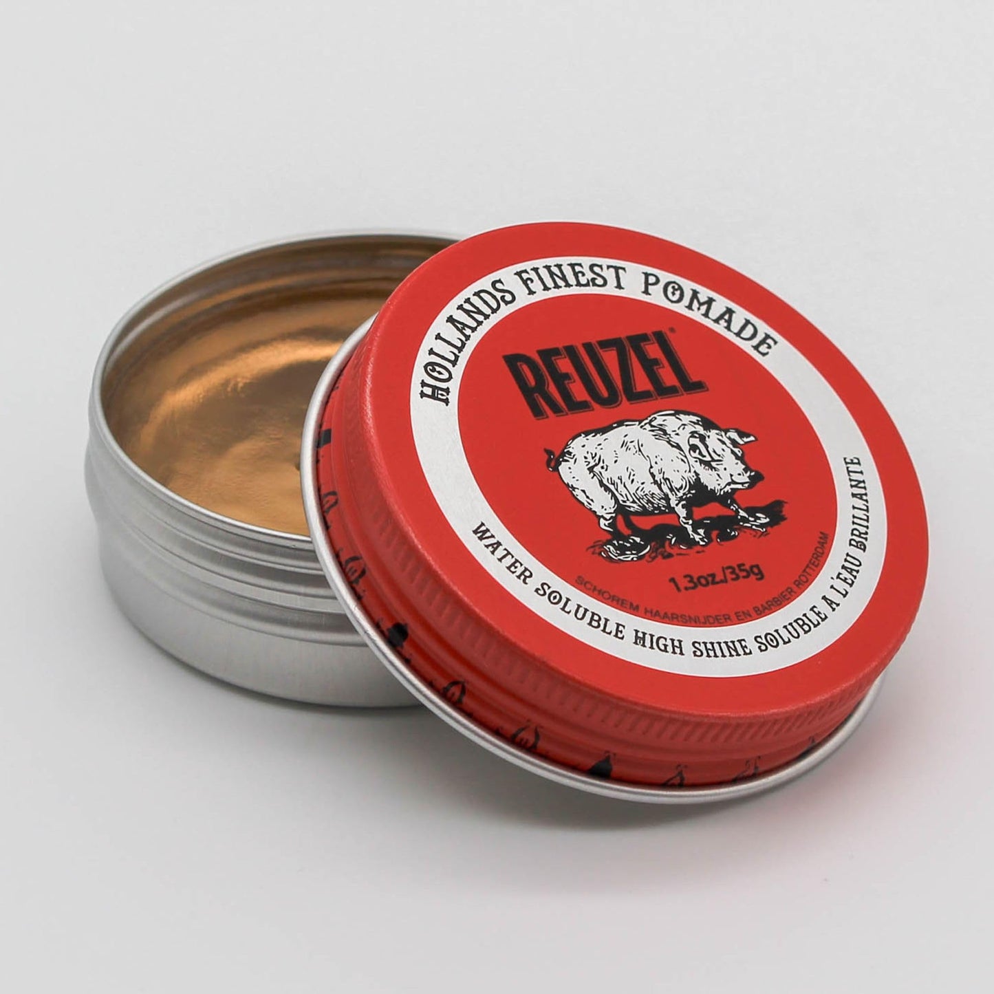 Light Gray REUZEL Red Pomade, Medium All Day Hold, Water Soluble Styling, High Shine and Flake Free, Easy To Wash Out, For All Hair Types