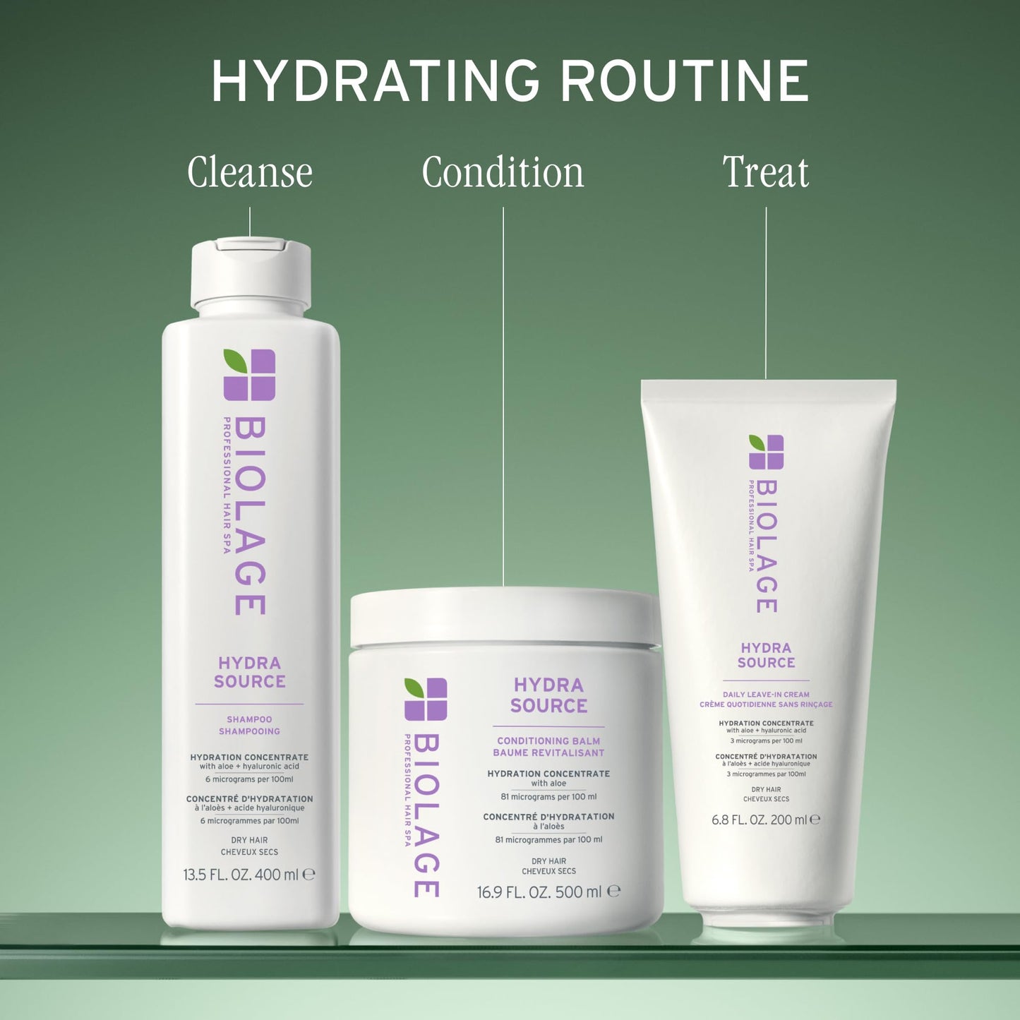 Dim Gray Biolage Hydra Source Shampoo - Softens, Moisturizes & Adds Shine, For Dry Hair, Infused with Micro-Filtered Aloe Vera & Fermented Hyaluronic Acid, Vegan & Paraben-Free, 1.7 Fl Oz