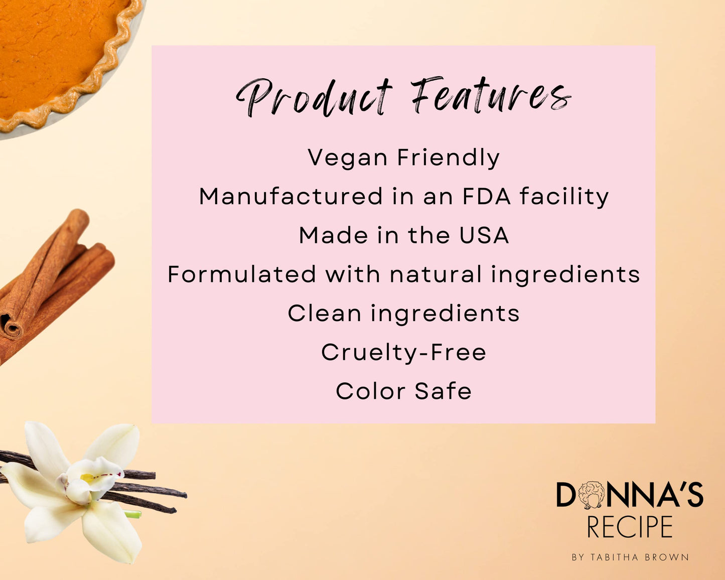 Misty Rose Donna's Recipe by Tabitha Brown – Sweet Potato Pie Extra-Creamy Leave-In Conditioner – Deep Moisture & Curl Definition – Sulfate-Free – 8 oz