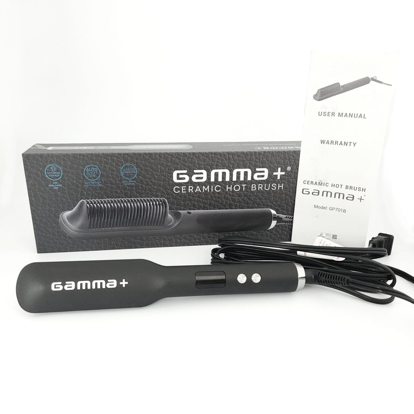 White Smoke GAMMA+ Ceramic Hot Brush with Cool Touch Technology Reduces Frizz, Static, and Straightens Hair
