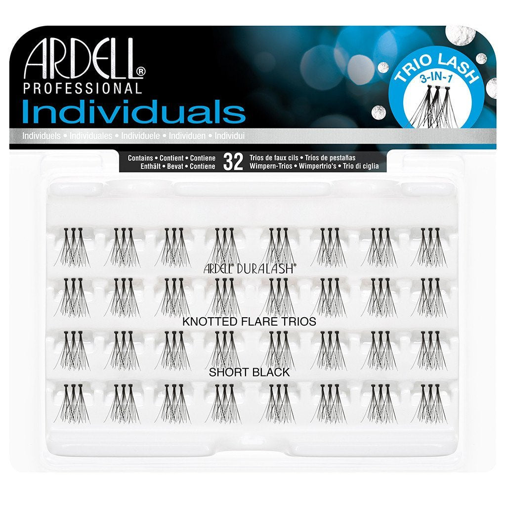 White Smoke Set of 4 Ardell Duralash Short Black Knotted Flare Trio Lashes bundled