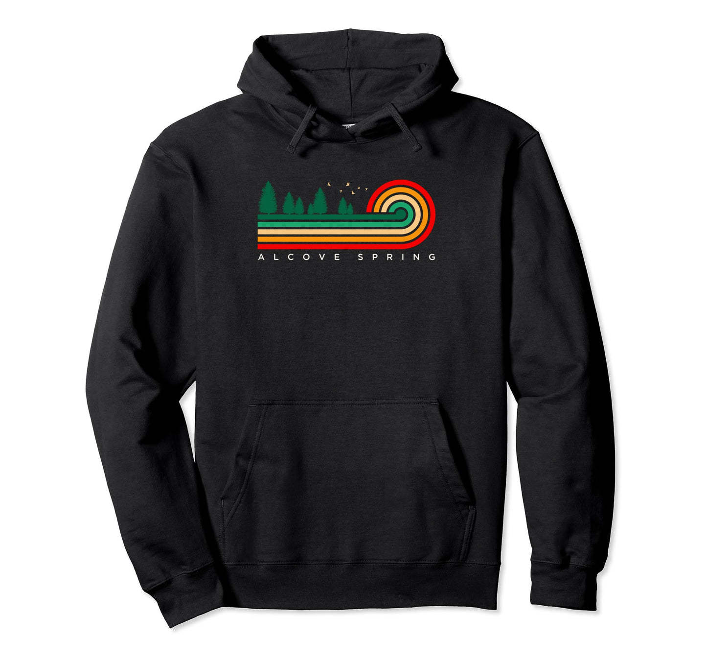 Black Evergreen Vintage Stripes Alcove Spring, Kansas Pullover Hoodie