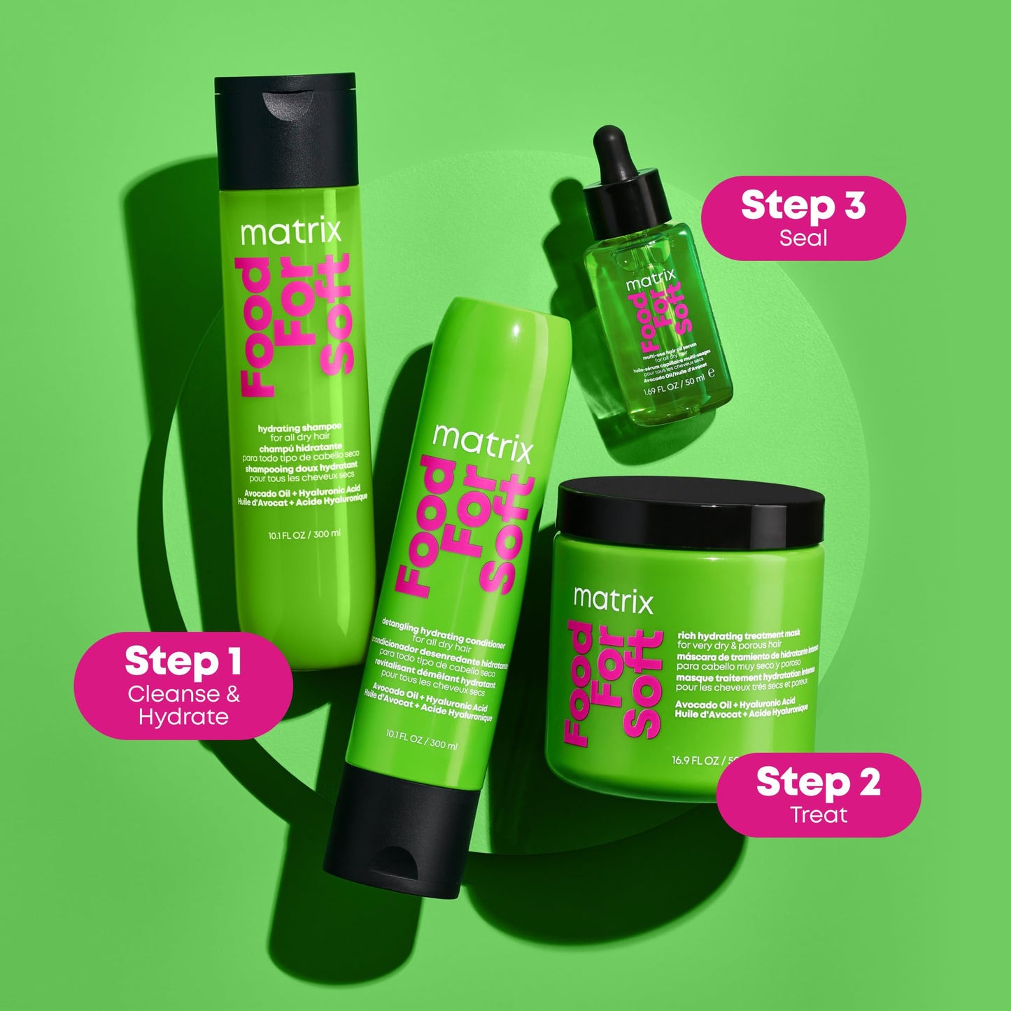 Medium Sea Green MATRIX Food For Soft Hair Serum Oil For Dry, Brittle and All Hair Types - Softens, Smooths and Adds Shine With Heat Protection, Repairing Leave In With Avocado Oil, 1.7 Fl Oz