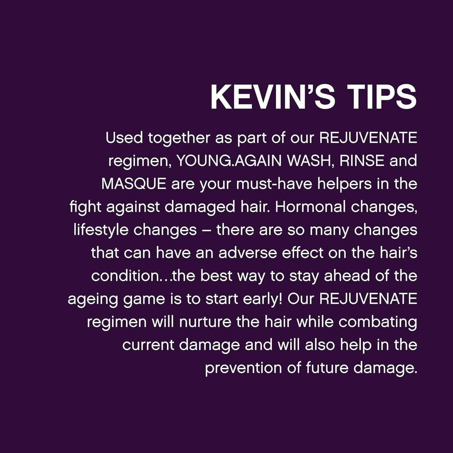 Midnight Blue KEVIN.MURPHY YOUNG.AGAIN.RINSE - Moisturising Anti-Ageing Conditioner - For Ageing, Dry, Damaged & Brittle Hair - Hair Repair - With Amino Acids - Sulphate & Paraben Free - 1 L / 33.8 fl oz