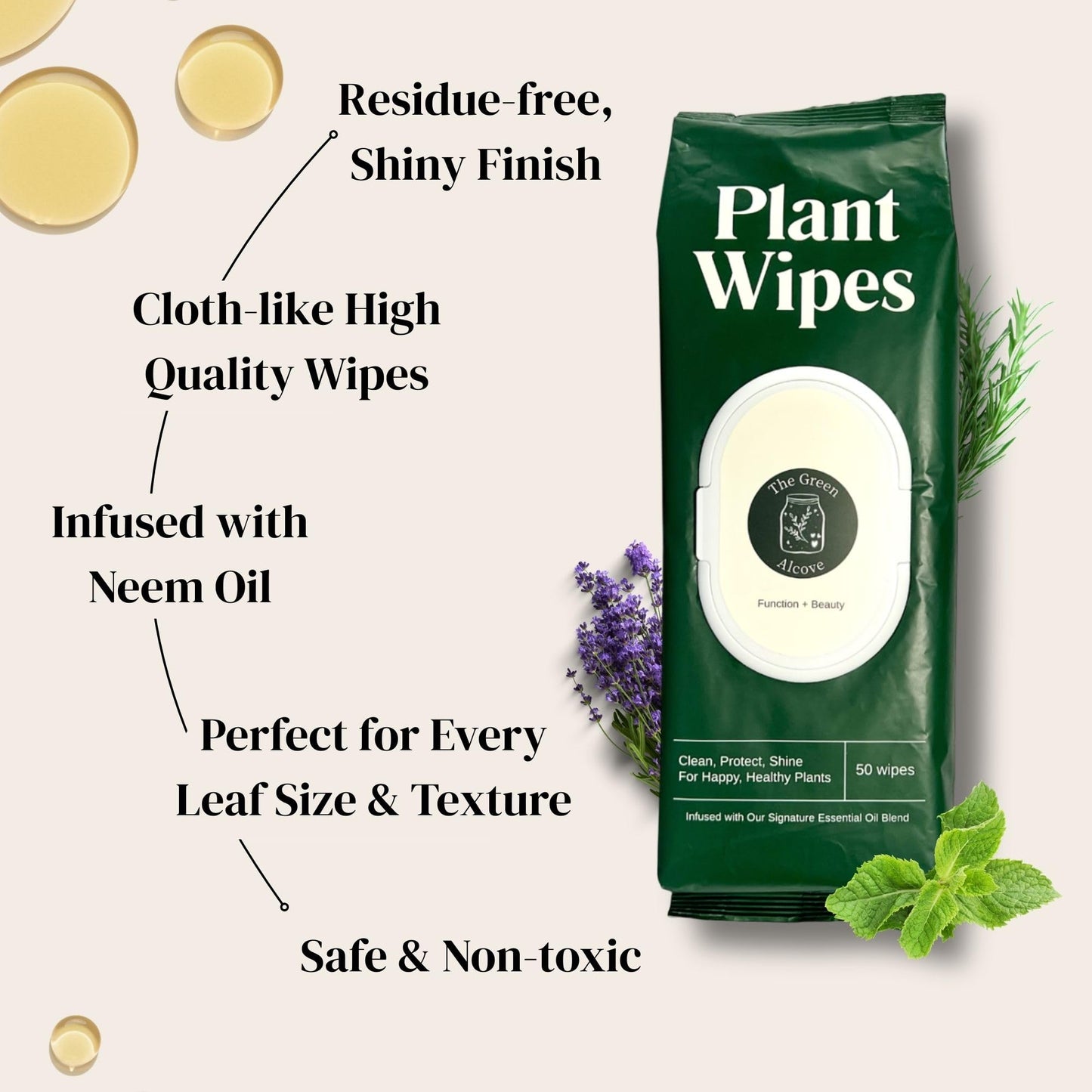 Misty Rose The Green Alcove Plant Leaf Cleaner & Leaf Shine, Plant Cleaner | 2 Pack of 50 (Total 100 Count)