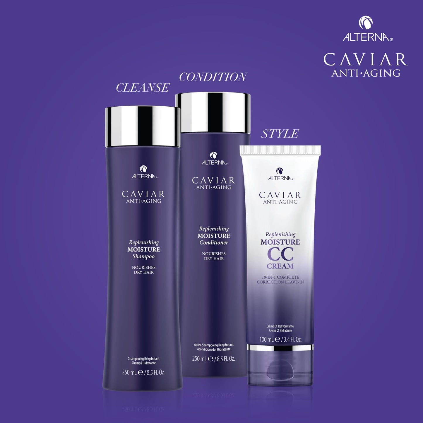 Dark Slate Blue Alterna Haircare Caviar Anti-Aging Replenishing Moisture Shampoo, 16.5 Oz