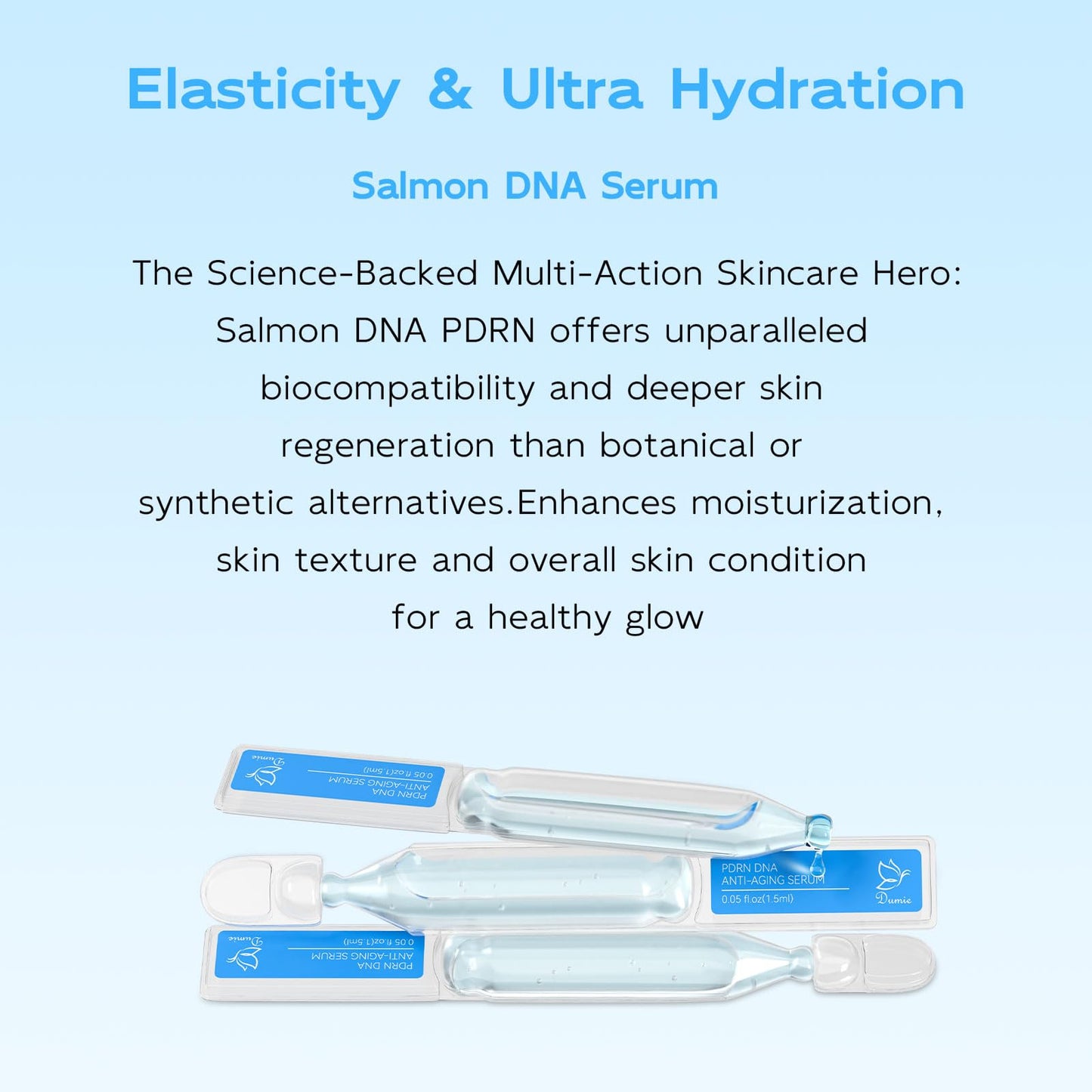 Alice Blue Salmon DNA PDRN Anti-Aging Serum, 5000ppm Salmon Egg DNA Ampoule, 2000ppm Collagen, Glutathione, Niacinamide & 6 Hyaluronic Acids, Korean Skincare for Wrinkles & Radiance,0.05 fl.oz x 30e