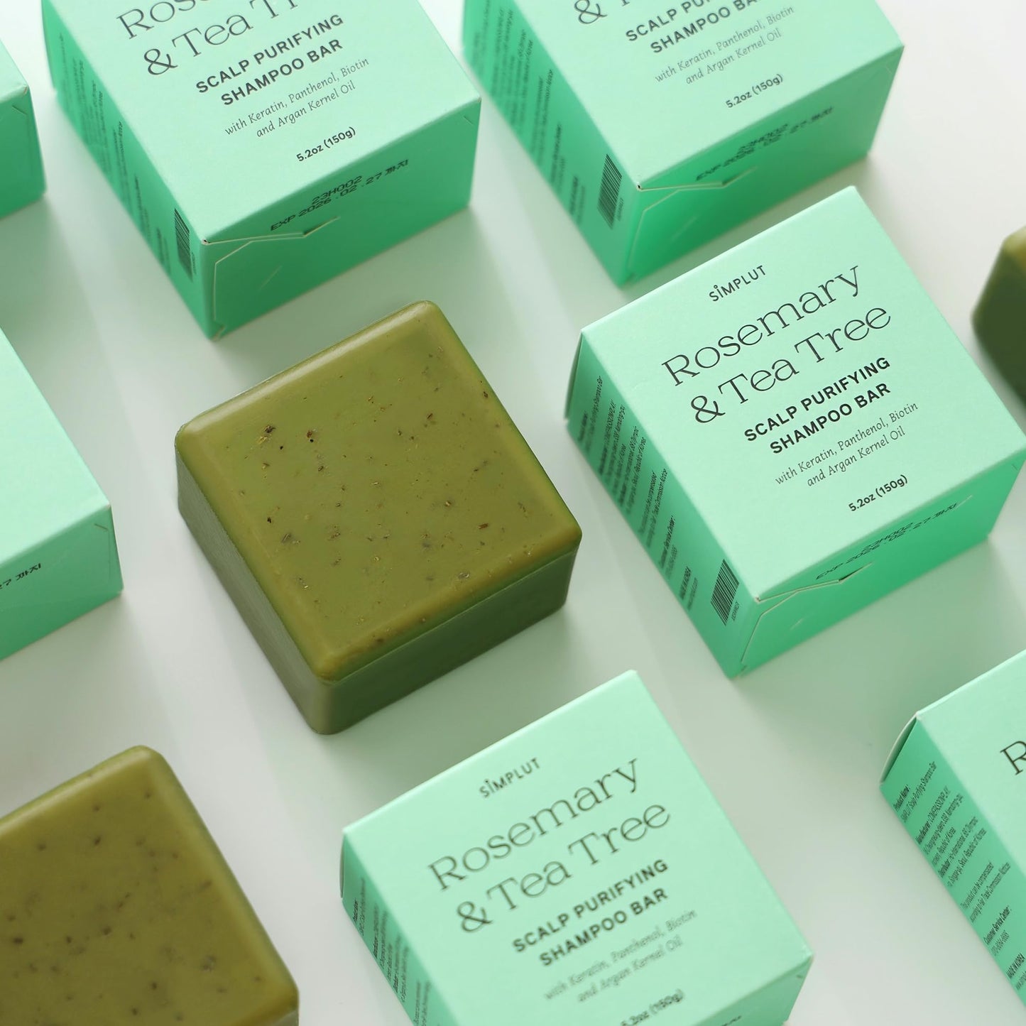 Powder Blue SIMPLUT Rosemary & Tea Tree Shampoo Bar – Professional Biotin & Keratin Infused Solid Shampoo for Clarifying Scalp Care – Salon-Grade Volumizing & Thickening Formula – Sulfate Free, pH Balanced