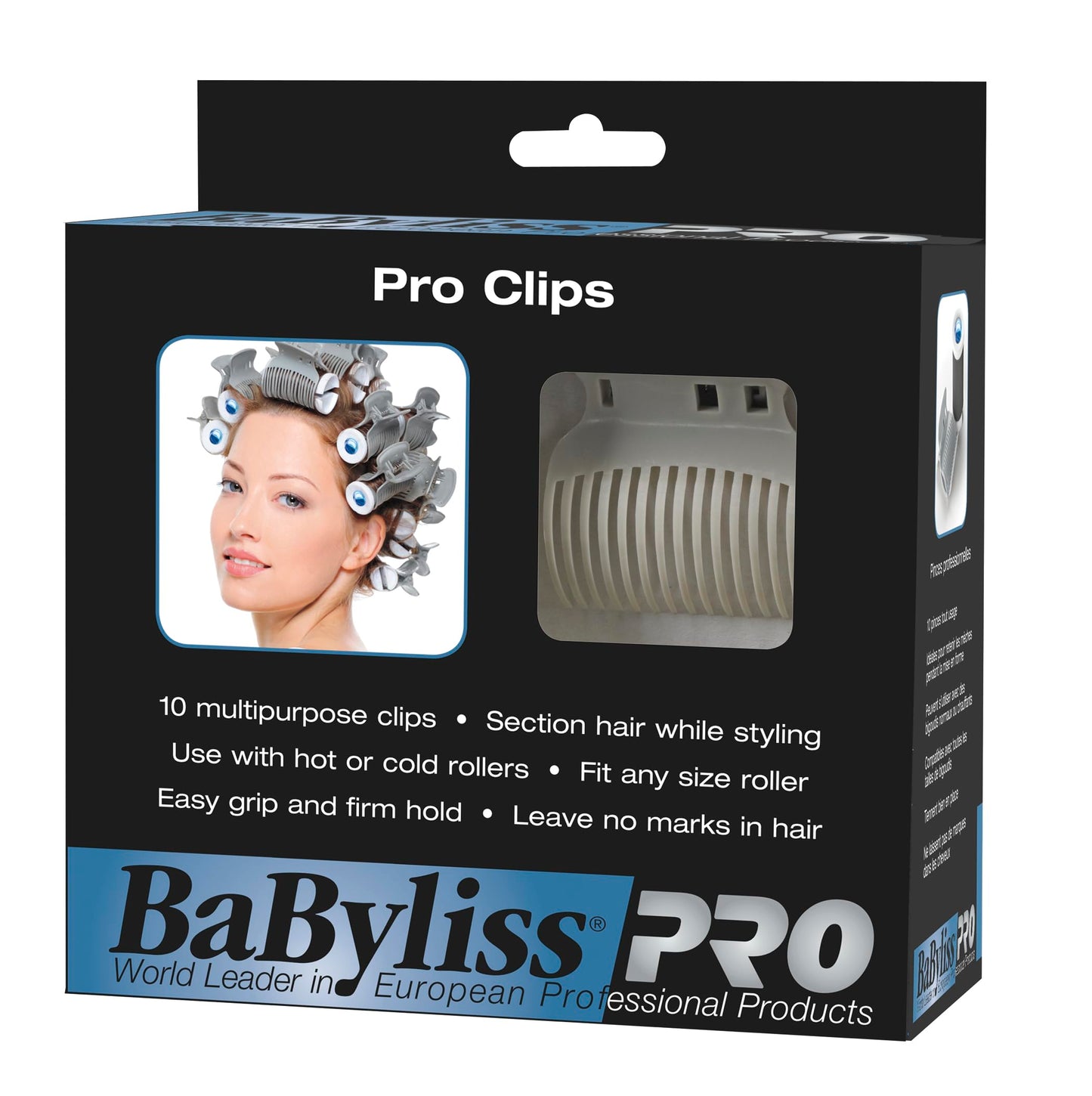 Black BabylissPRO Clips for Rollers, 10 Count (Pack of 1)