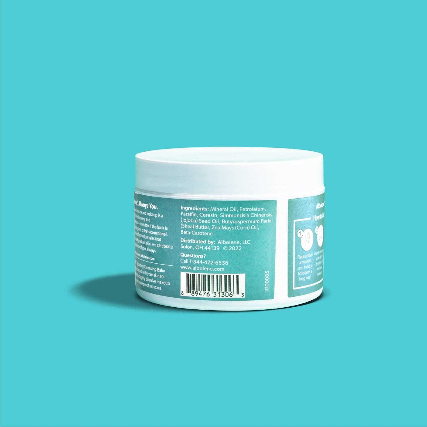 Medium Turquoise Albolene Cleansing Balm - Hydrating Makeup Remover & Face Wash with Shea Butter & Jojoba Oil - Gently Dissolves Waterproof Makeup - Fragrance-Free - Dermatologist-Developed - 6 oz (Pack of 1)