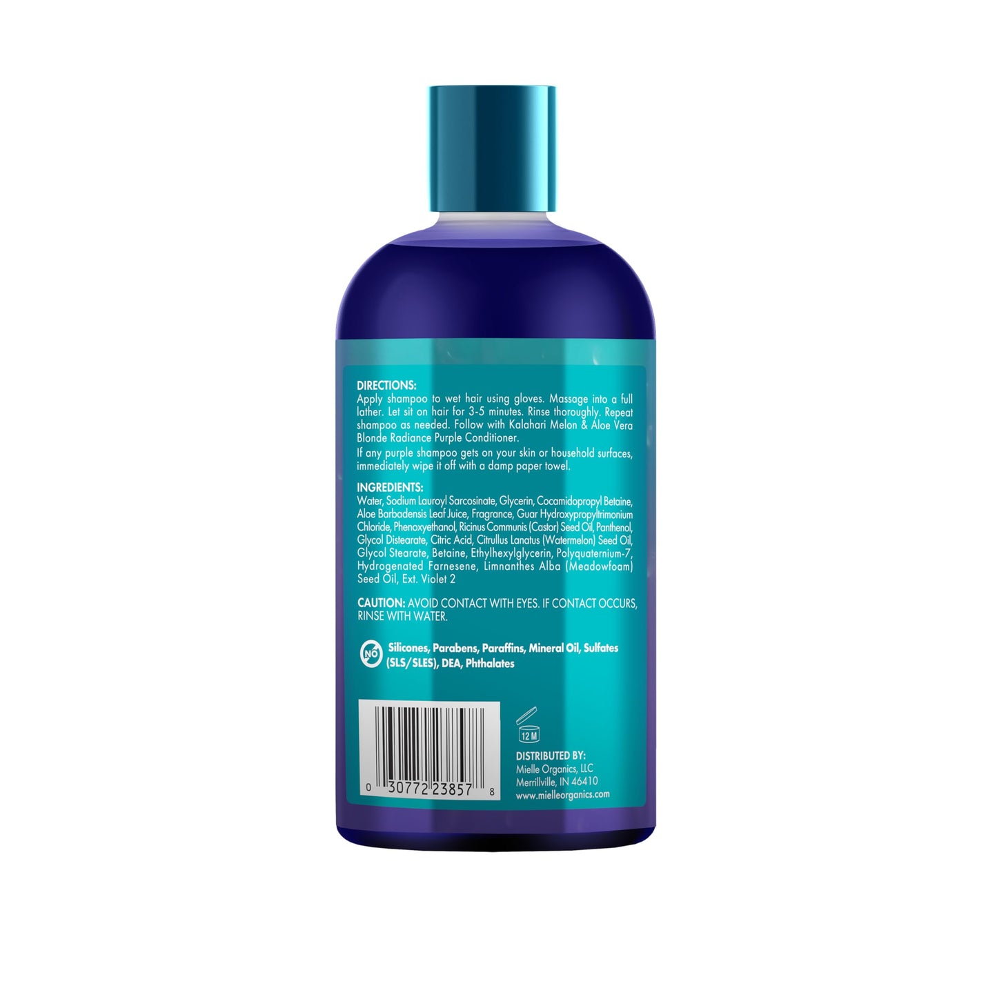 White Smoke Mielle Kalahari Melon & Aloe Vera Purple Shampoo, Blonde Radiance Toning Shampoo for Brassy Hair, Sulfate-Free Moisturizing Cleanser for Blonde & Textured Hair, 12 Ounce