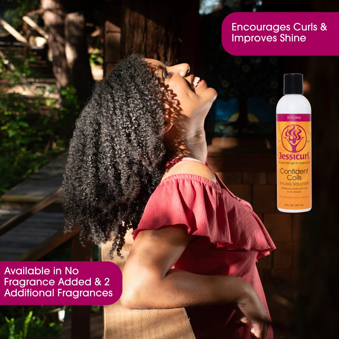 Black Jessicurl, Confident Coils Styling Solution, Citrus Lavender, 8 Fl oz. Curl Cream for Humidity Control and Frizz Control, Curly Hair Products, Styling Cream