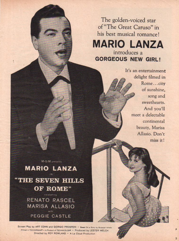 Bisque Mario Lanza Vintage ad original clipping magazine photo 1pg 8x10 #Q9187