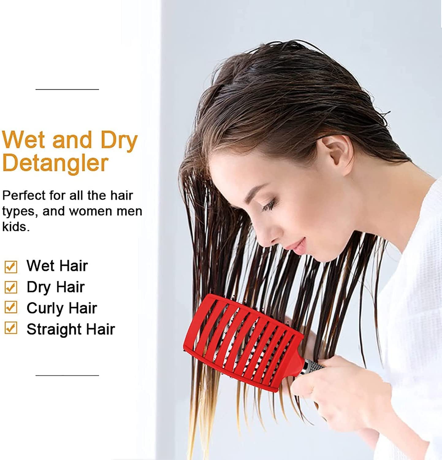 White Smoke Magical Ultra Detangling Brush for Wet or Dry Hair, Detangler Brush, Fast Drying Styling Massage Hairbrush for Men, Women and Kids (Pink+Purple)