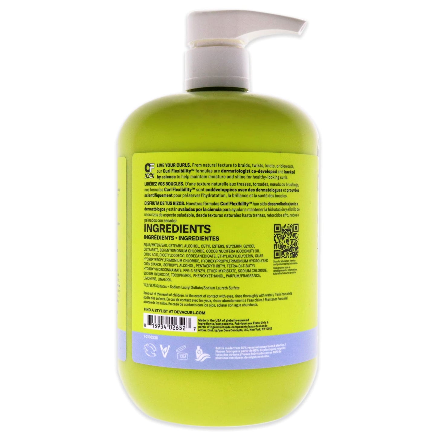 White Smoke DevaCurl One Condition Original Rich Cream Conditioner, Soft Lemongrass, 32 fl. oz.