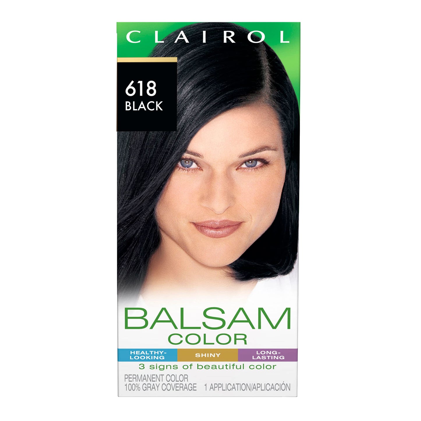 Black Clairol Balsam Permanent Hair Dye, 618 Black Hair Color, Pack of 1