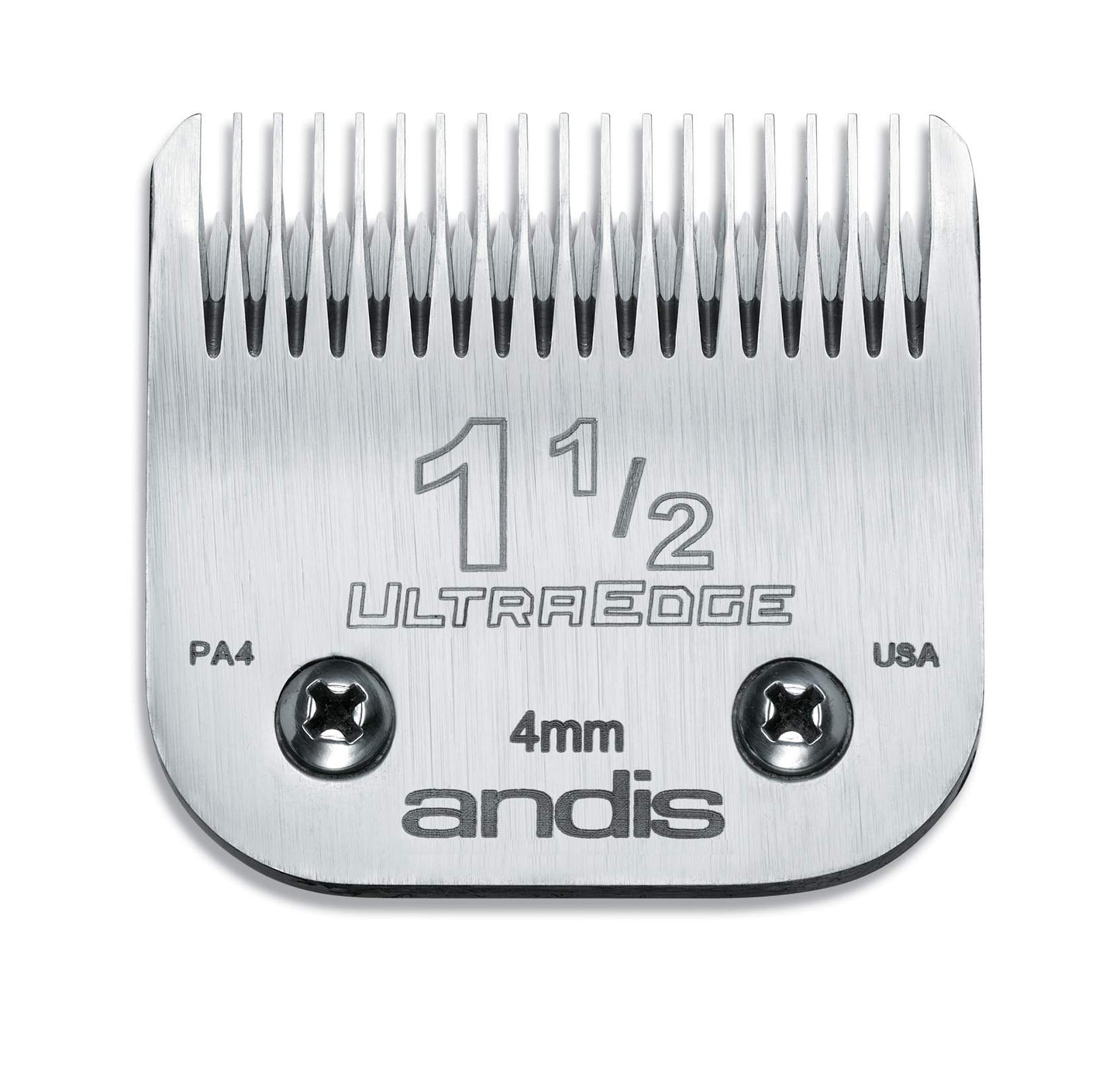 Light Gray Andis – 64077, Ultra Edge Carbon-Infused Steel Detachable Clipper Blade - Chrome Finish Resists Rust with Extends Edge Life, Compatible All Andis Series - Size 1-1/2, 5/32-Inch Cut Length, Silver