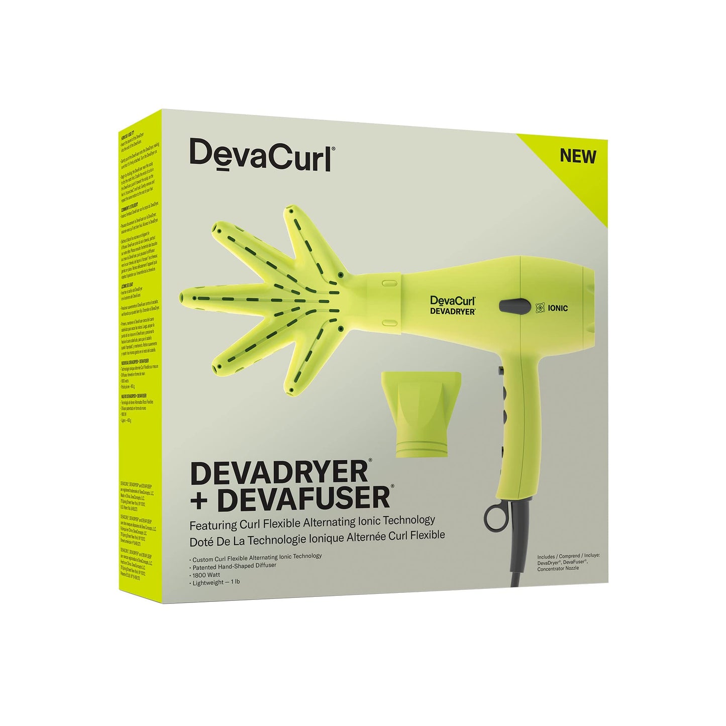 Light Gray DevaCurl DevaDryer + DevaFuser Featuring Curl Flexible Alternating Ionic Technology