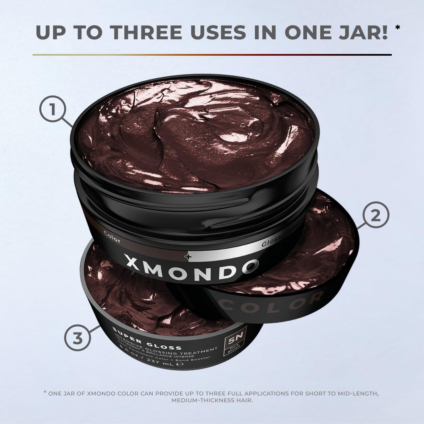 Light Gray XMONDO Color 5N Dark Brown Color Depositing Mask & Glossing Treatment Infused with Bond Boosters for Nourishment, Revitalize & Repair, Vegan Formula, 8 Fl Oz