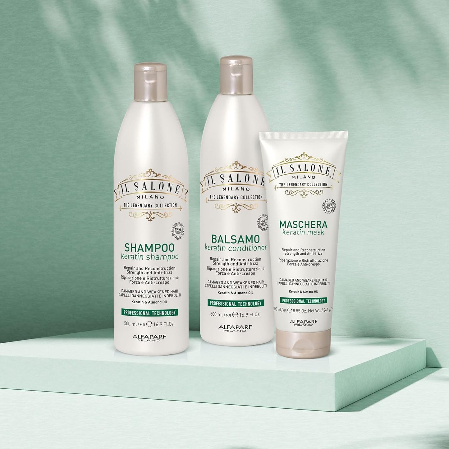Light Slate Gray Il Salone Milano Professional Keratin Shampoo for Damaged Hair - Hair Repair Shampoo - Frizz Control - Made with Almond Oil & Vitamin E - Salon Quality Haircare (16.9 oz / 500 ml)