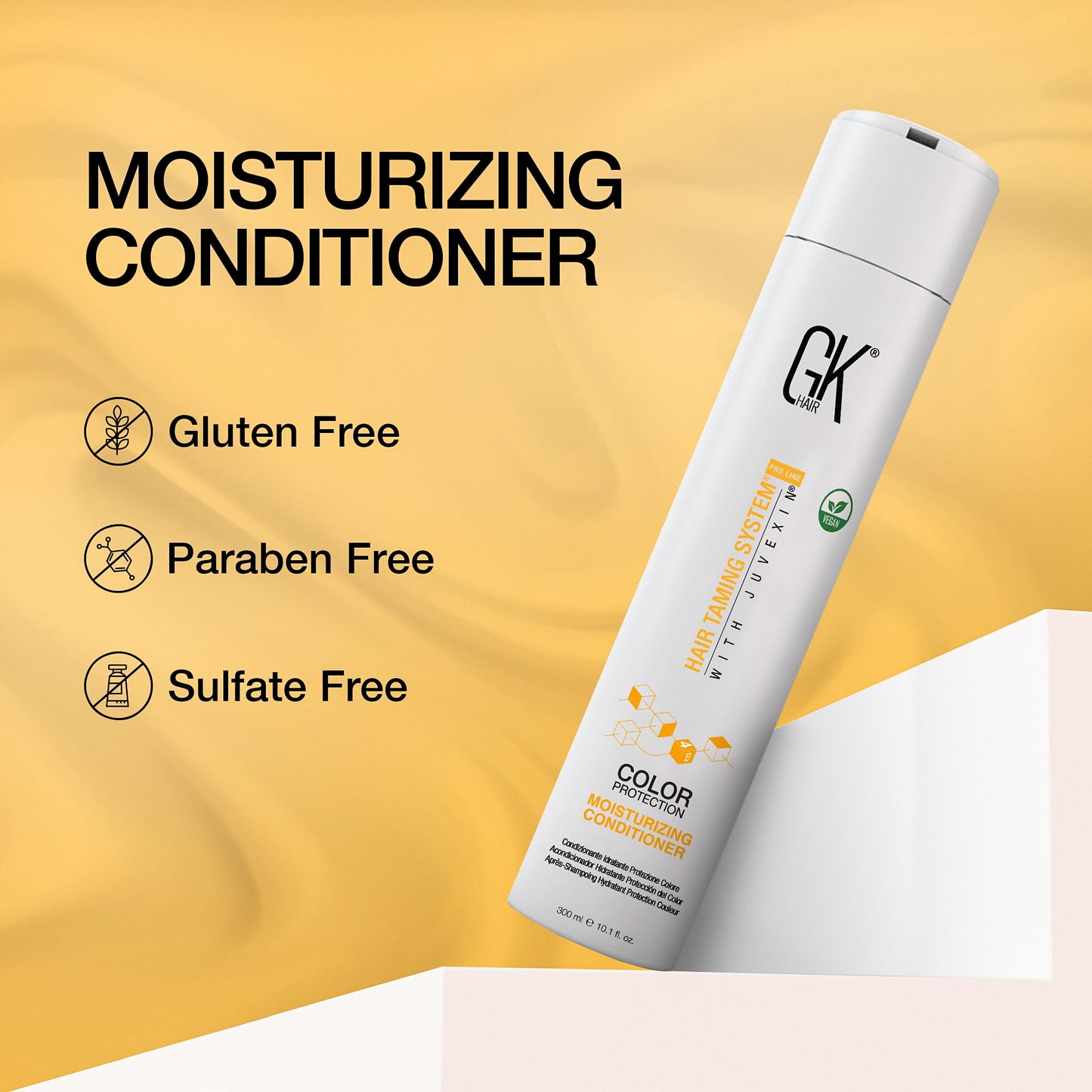 Light Goldenrod GK HAIR Hydrate Moisturizing Conditioner for Dry Damaged Colored Hair Protection Deep Conditioning with Keratin Frizz Control Smooth Healthy All Hair Sulfate Free Women and Men – 10.1 Ounce