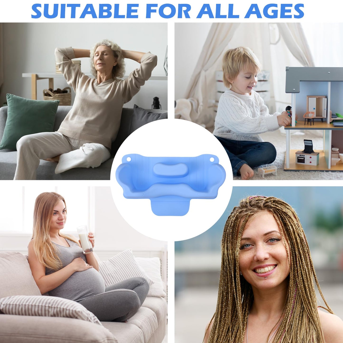 White Smoke Jhua Portable Hair Washing Station for Kids Sink Bathtub Hair Washing Basin, Silicone Tear-Free Shampoo Bowl Wash Basin with Rinser Cup, Scalp Massager, Neck Support for Children Kids Teens Seniors
