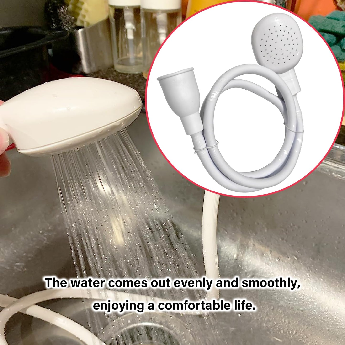 White Smoke 6.56FT/2M Sink Spray Hose,Sink Sprayer Hose Attachment for Portable Hand HeldHead Shower Sprayer,Shampoo Sprayer Hose for Bathing Baby,Pets,Washing Hair,Rinsing Vegetables
