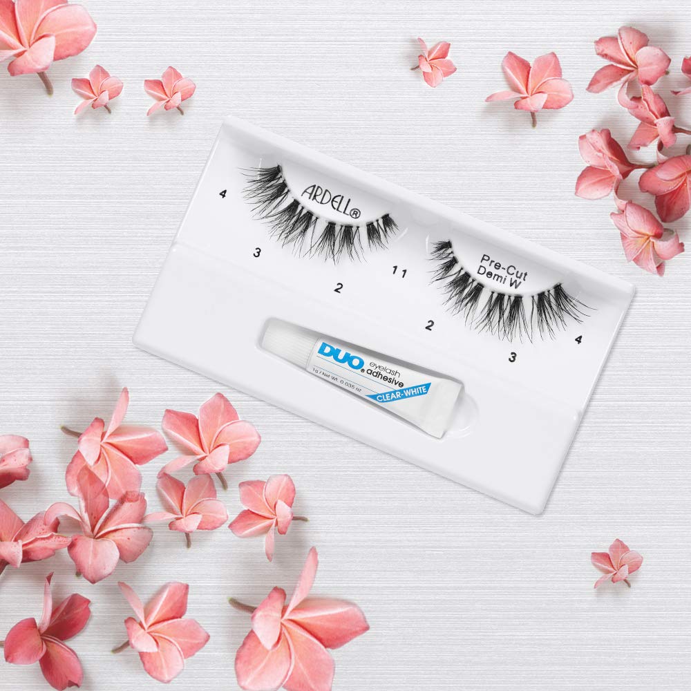 Lavender Ardell Pre-Cut False Lashes - Demi Wispies, Natural-Looking Strip Lashes, Includes Duo Adhesive, 4 Pack