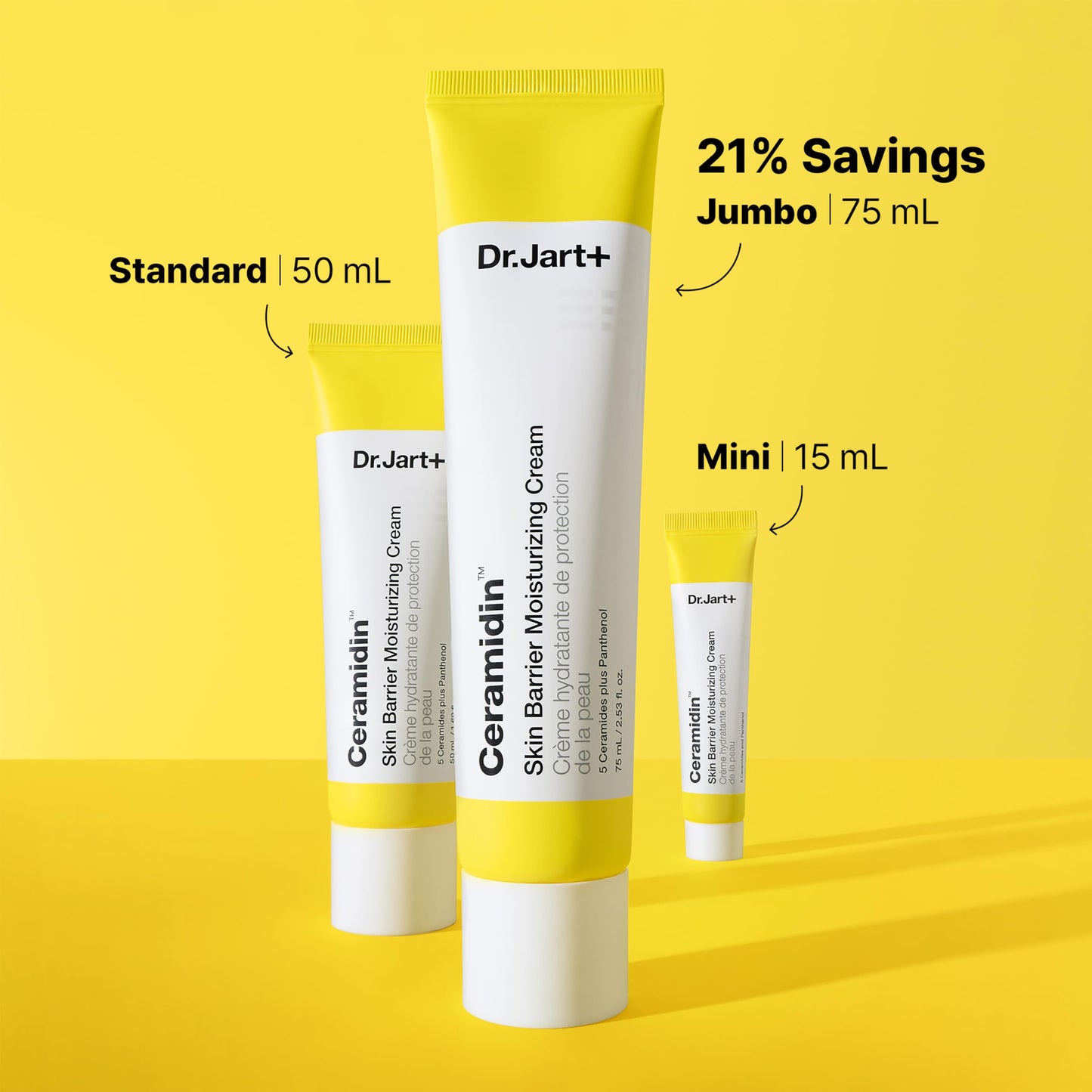 Light Goldenrod Dr.Jart+ Ceramidin Skin Barrier Korean Face Cream Moisturizer with Ceramides and Panthenol | Korean Skin Care | Travel Size, 0.5 Fl Oz