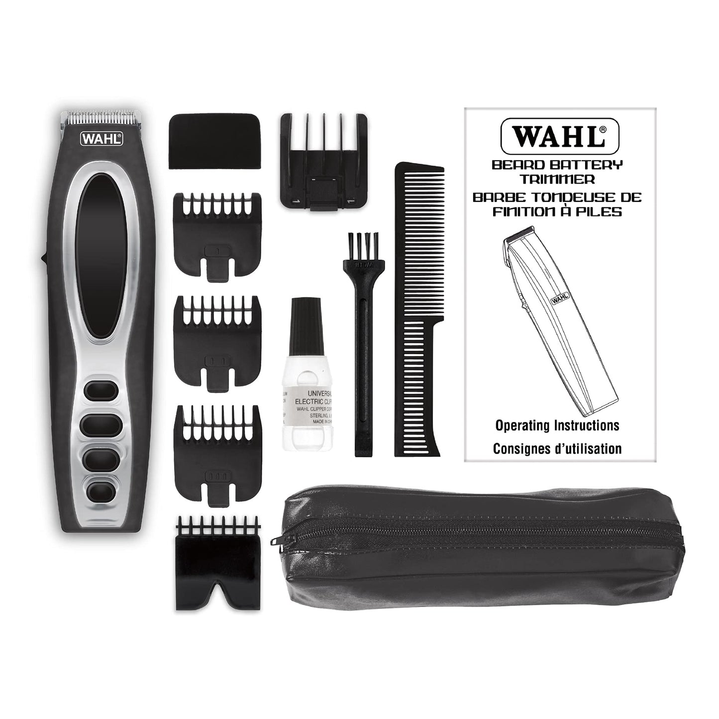 White Smoke Wahl Canada Beard Trimmer, Self-sharpening precision ground blades, Battery Operated, Men Grooming, V-trim guide for fine line detailing - Model 3283